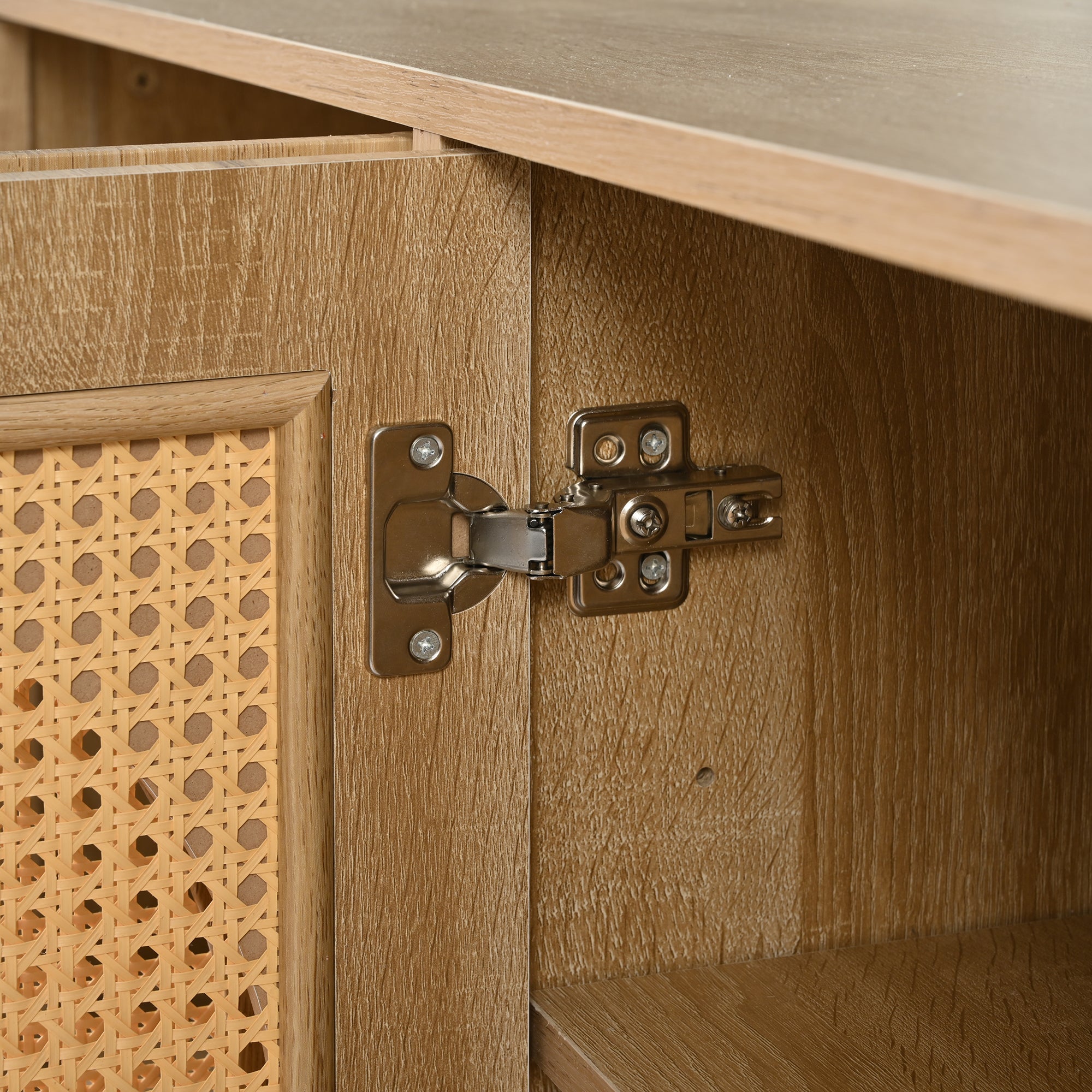 Logidon Dressoir 145x40x80 cm met vier rotan deuren natuurlijk hout