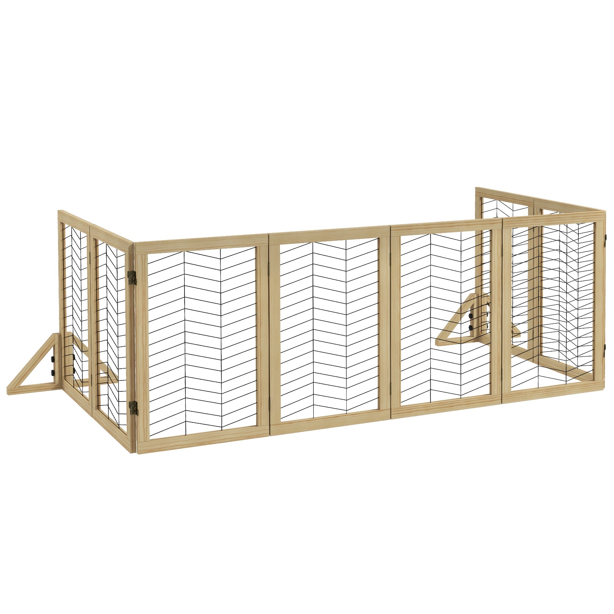 Logidon hondenbarrière hout opvouwbaar 8 delen 375x44x70 cm naturel hout