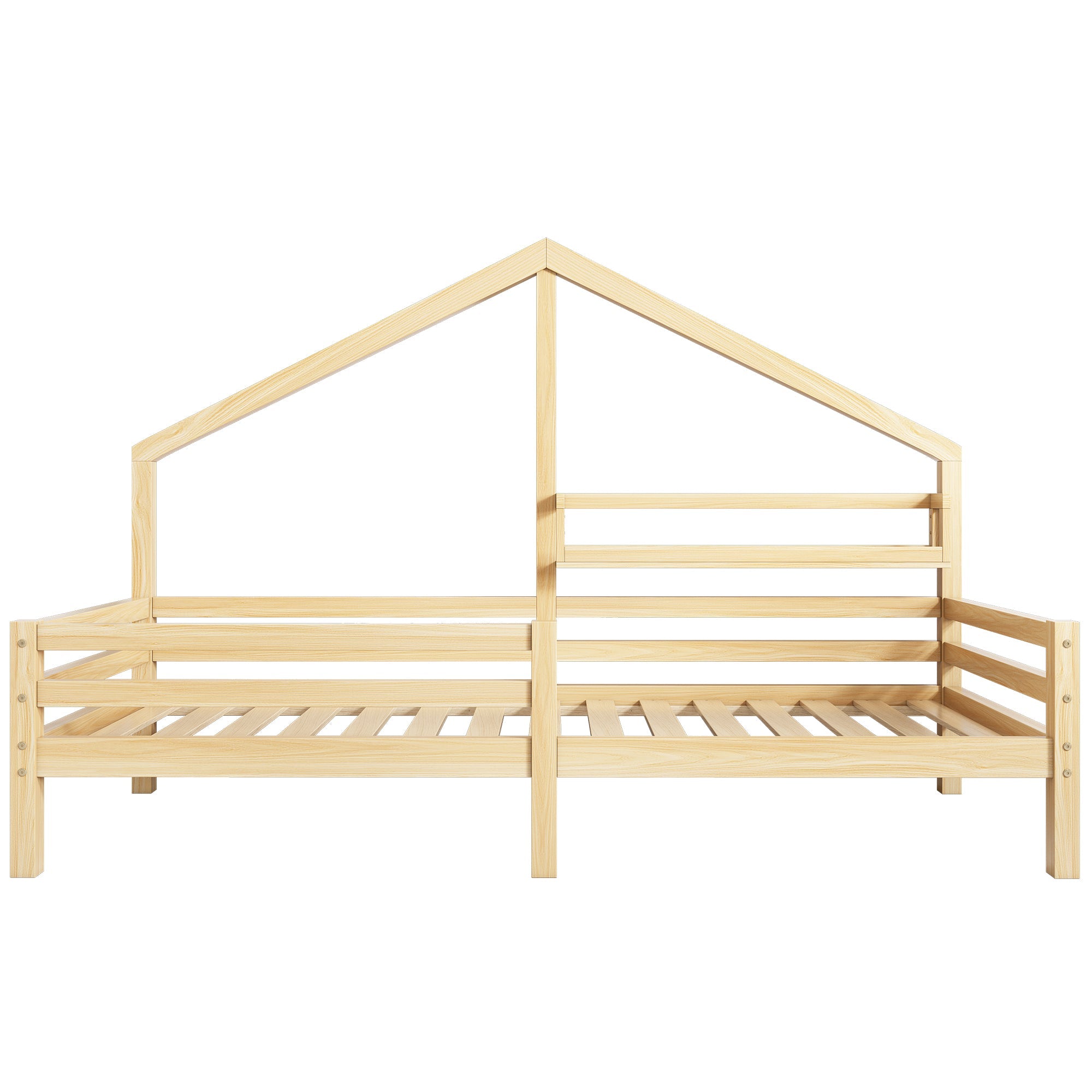 Logidon huisbed kinderbed 90x200 naturel met plank plank schouwvorm