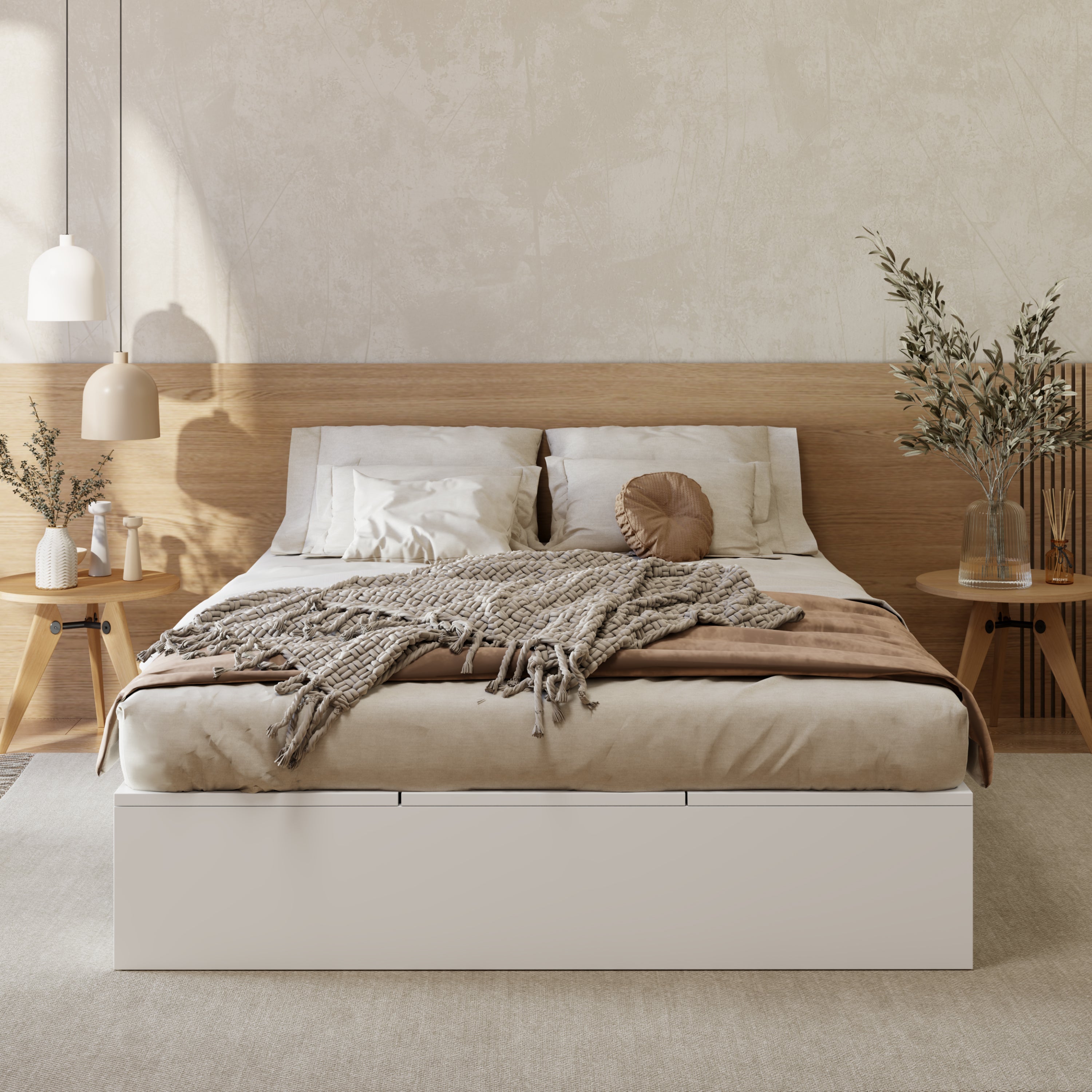 Logidon opbergbed 140x200 cm wit palletbed met opbergruimte