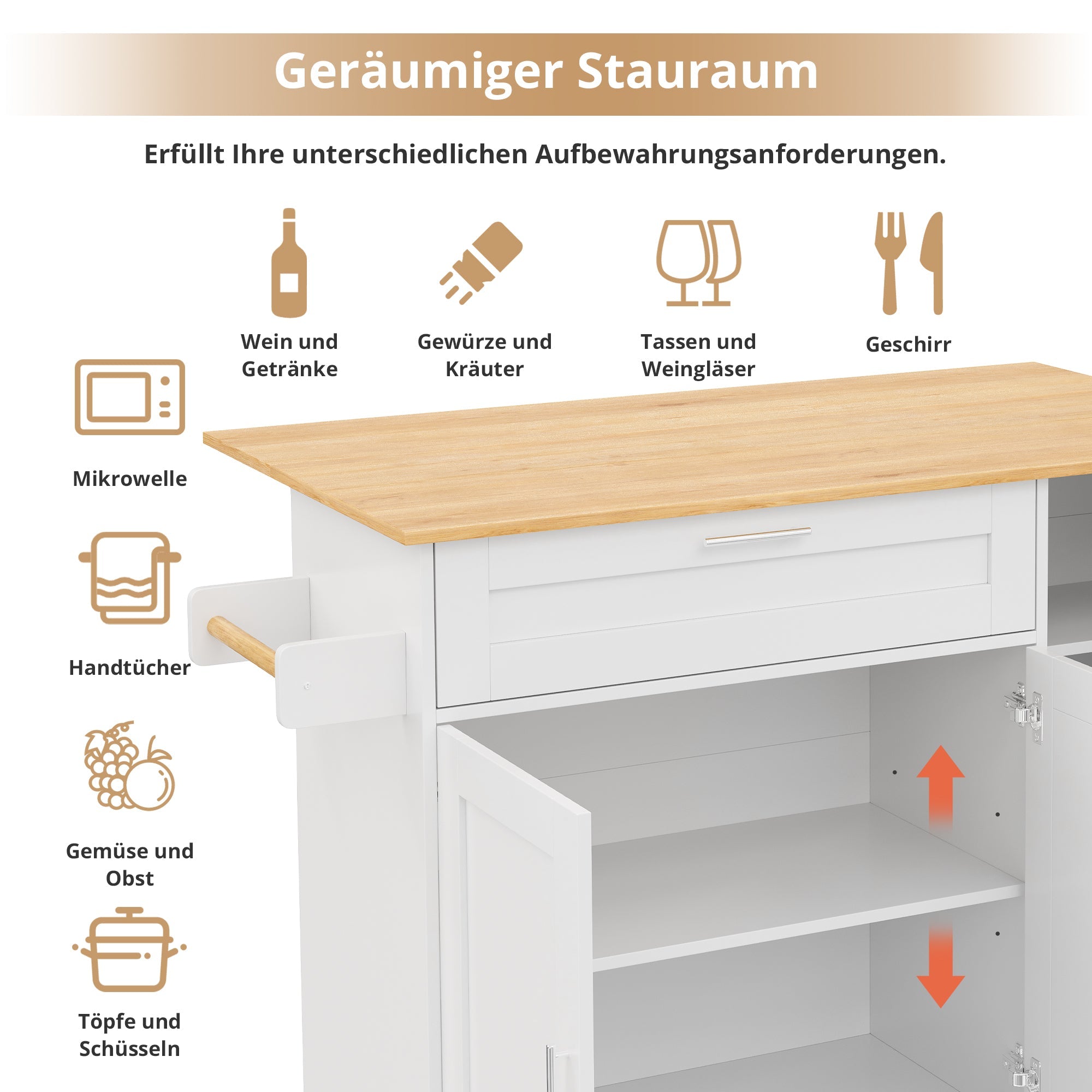 Logidon Mobile Kitchen Table 132.5x70 Cm Oak Grain Folding Top