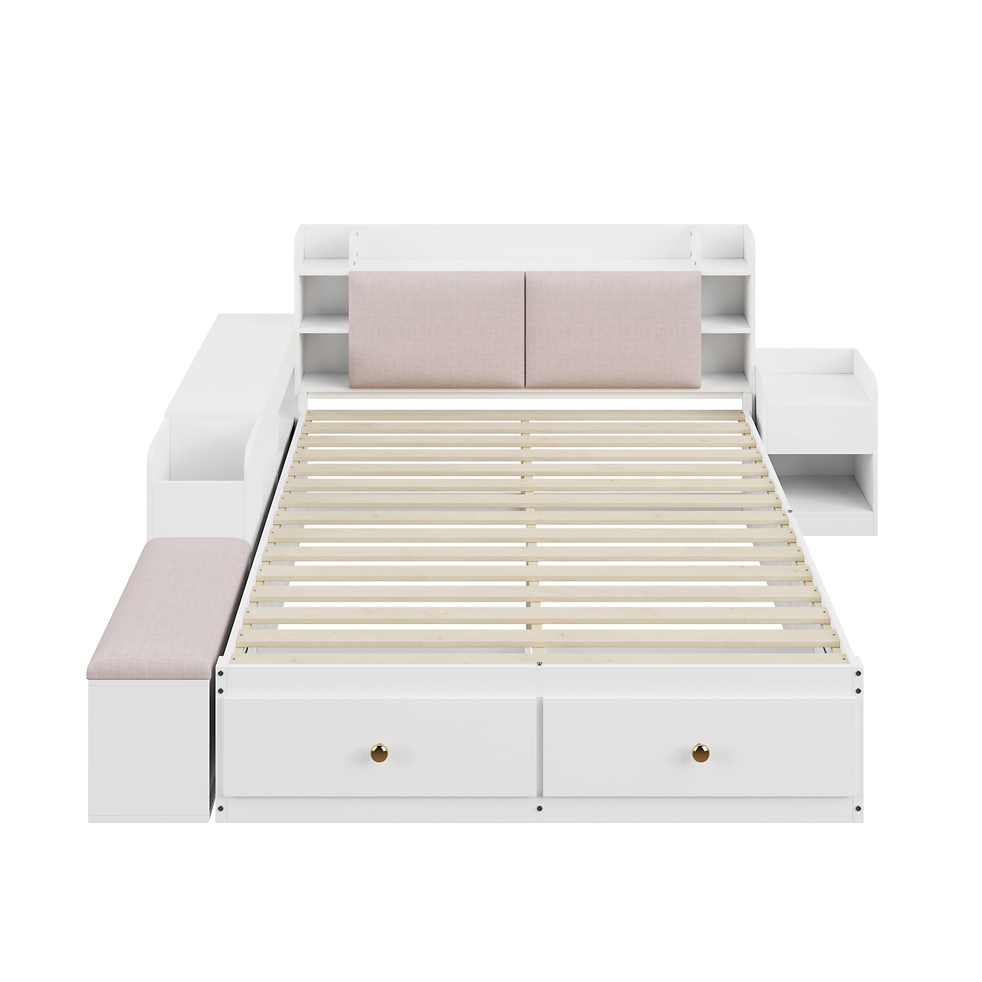 Logidon massief houten combinatiebed 140x200 cm wit met opbergruimte