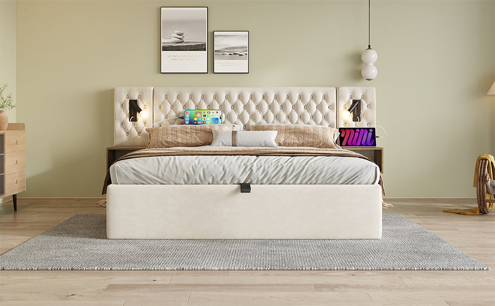 Logidon bedsysteem beige 160x200 cm hydraulisch opbergmatras