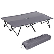 Logidon opklapbaar campingbedje voor 2 personen grijs 193x125x40 cm