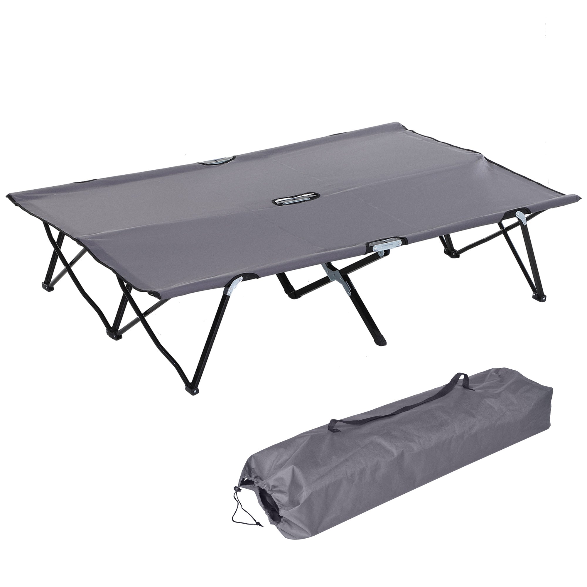 Logidon opklapbaar campingbedje voor 2 personen grijs 193x125x40 cm