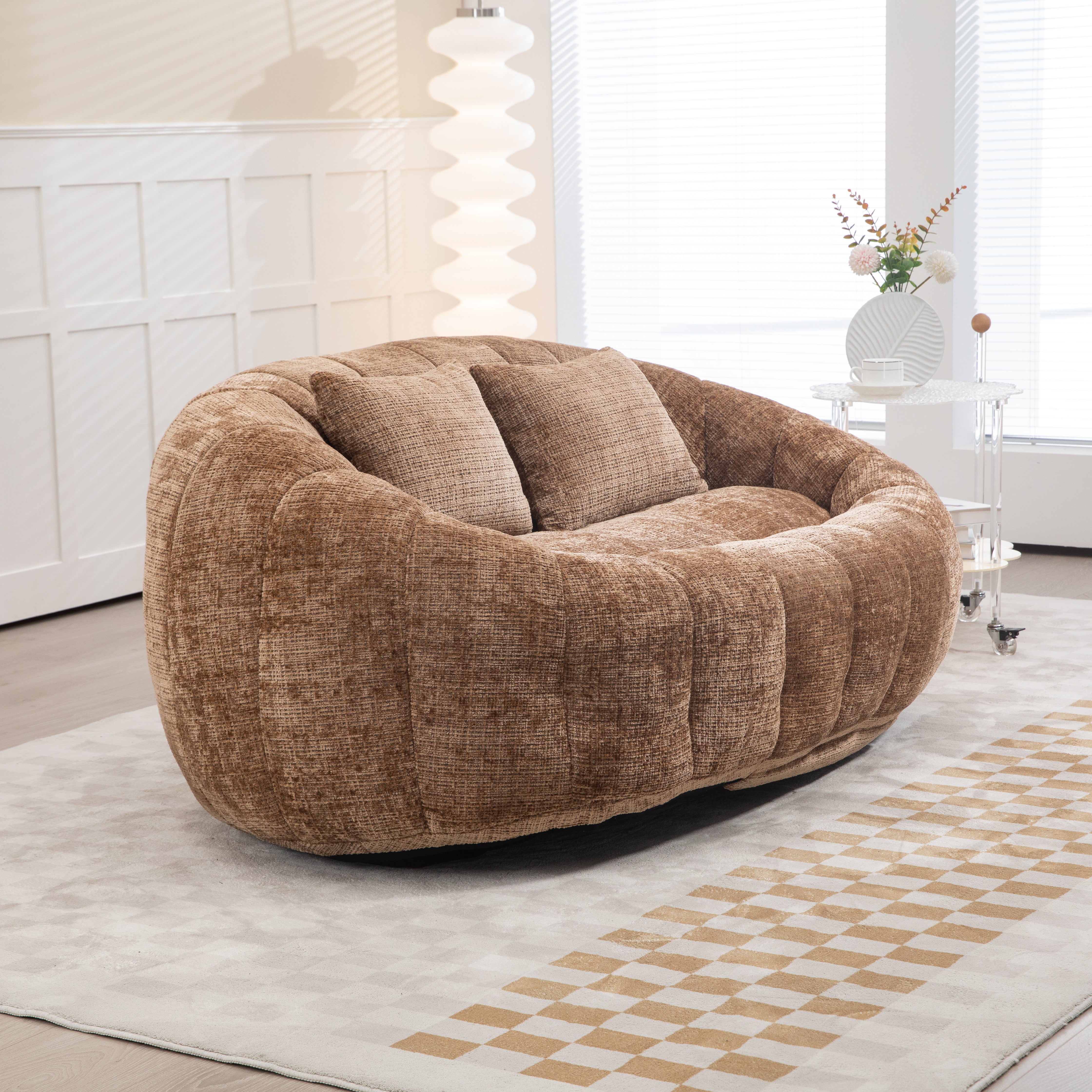 Logidon Zitzakbank Luxe Chenille Koffie Lounge Stoel