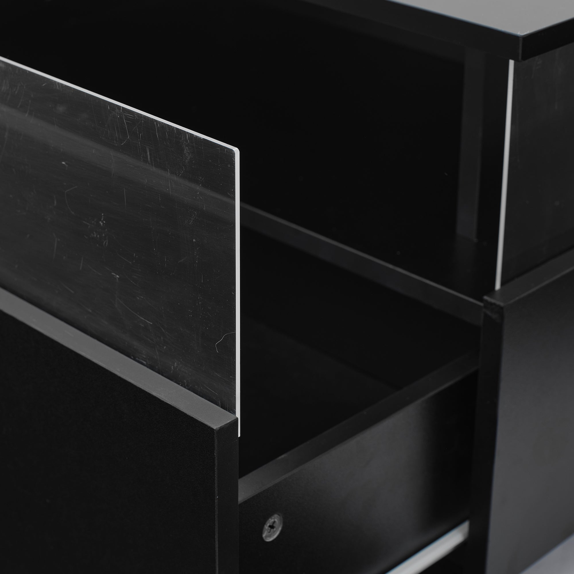 Logidon hoogglans LED salontafel 90x55x45 cm zwart 2 lades