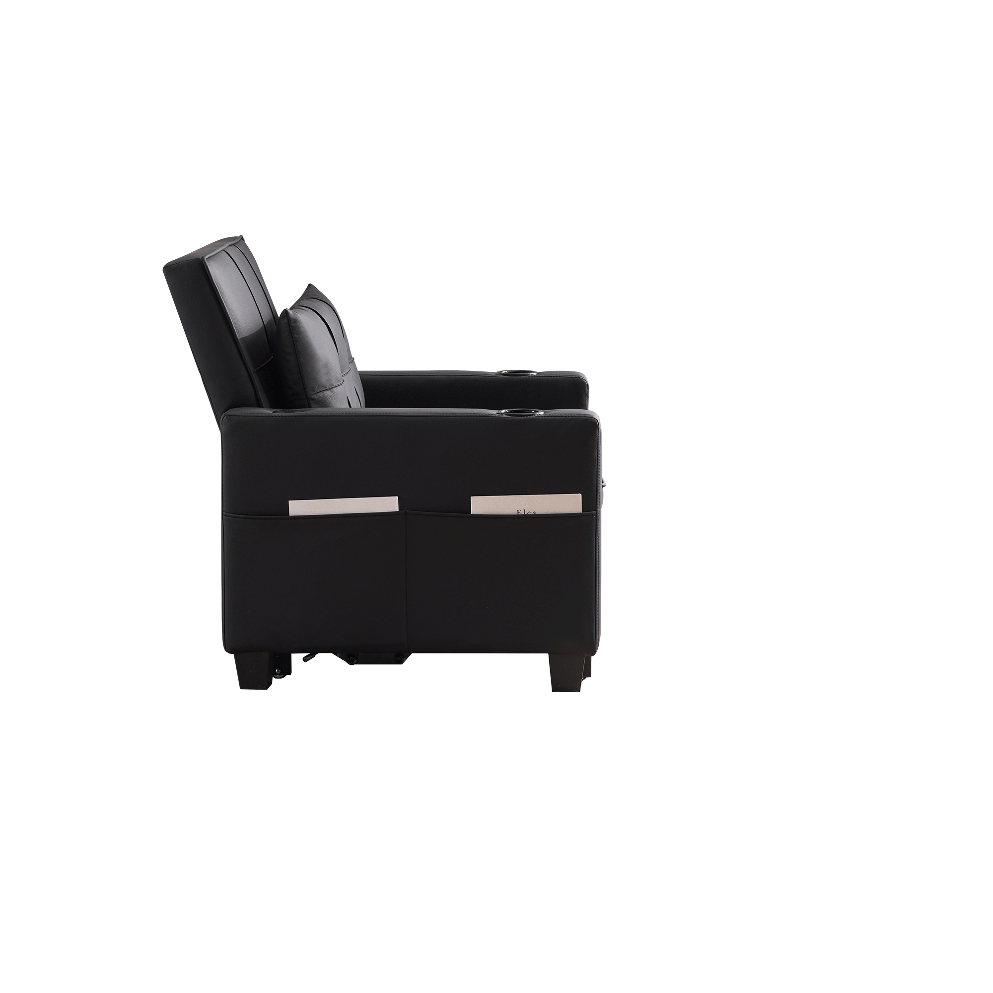 Logidon 3-in-1 uitschuifbare slaapbank, fauteuil, zwarte USB-bekerhouder