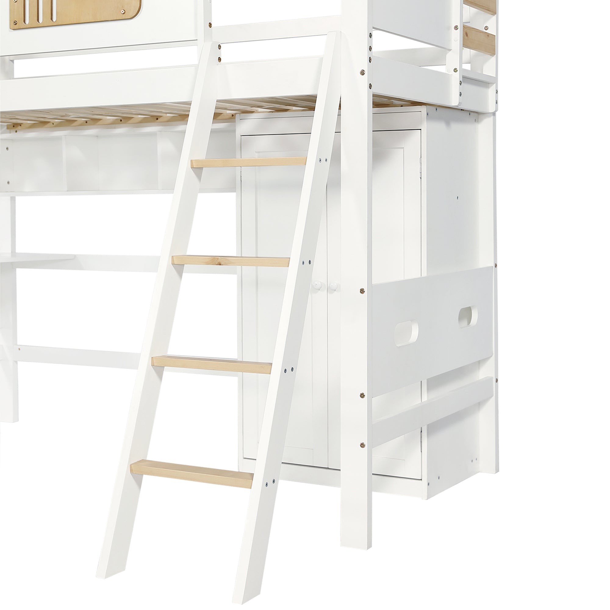 Logidon stapelbed 90x200 cm wit met valbeveiliging tafelkast