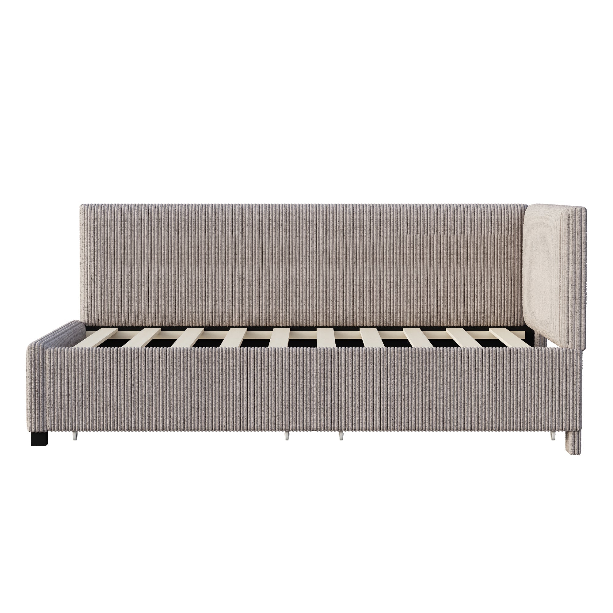 Logidon gestoffeerde slaapbank 90x200 grijs velours met opbergruimte