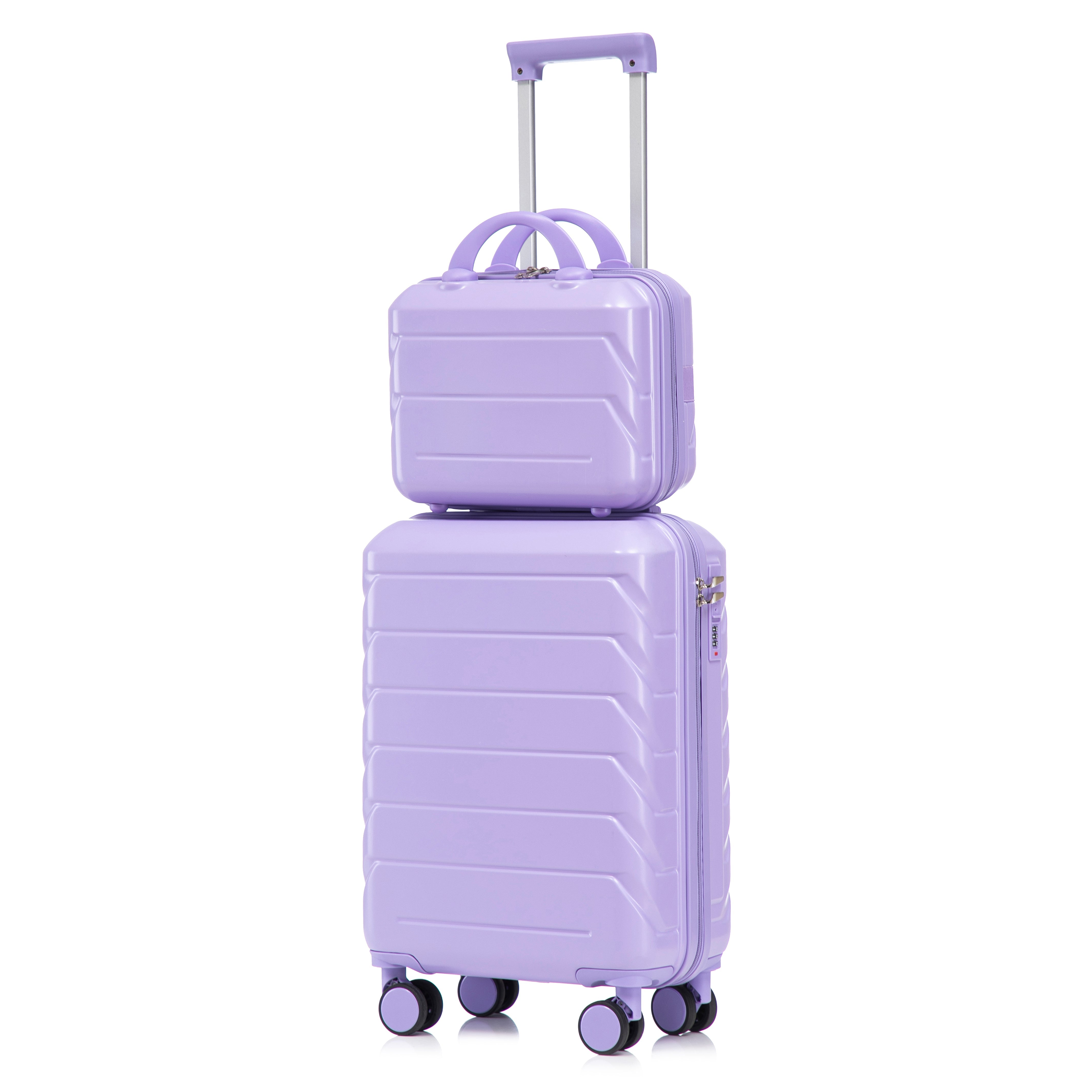 Logidon 2-delige ABS kofferset 19/14 inch spinner blauw paars