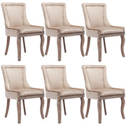 Logidon luxe fluwelen eetkamerstoelen set van 6 met beige spijkerkopafwerking