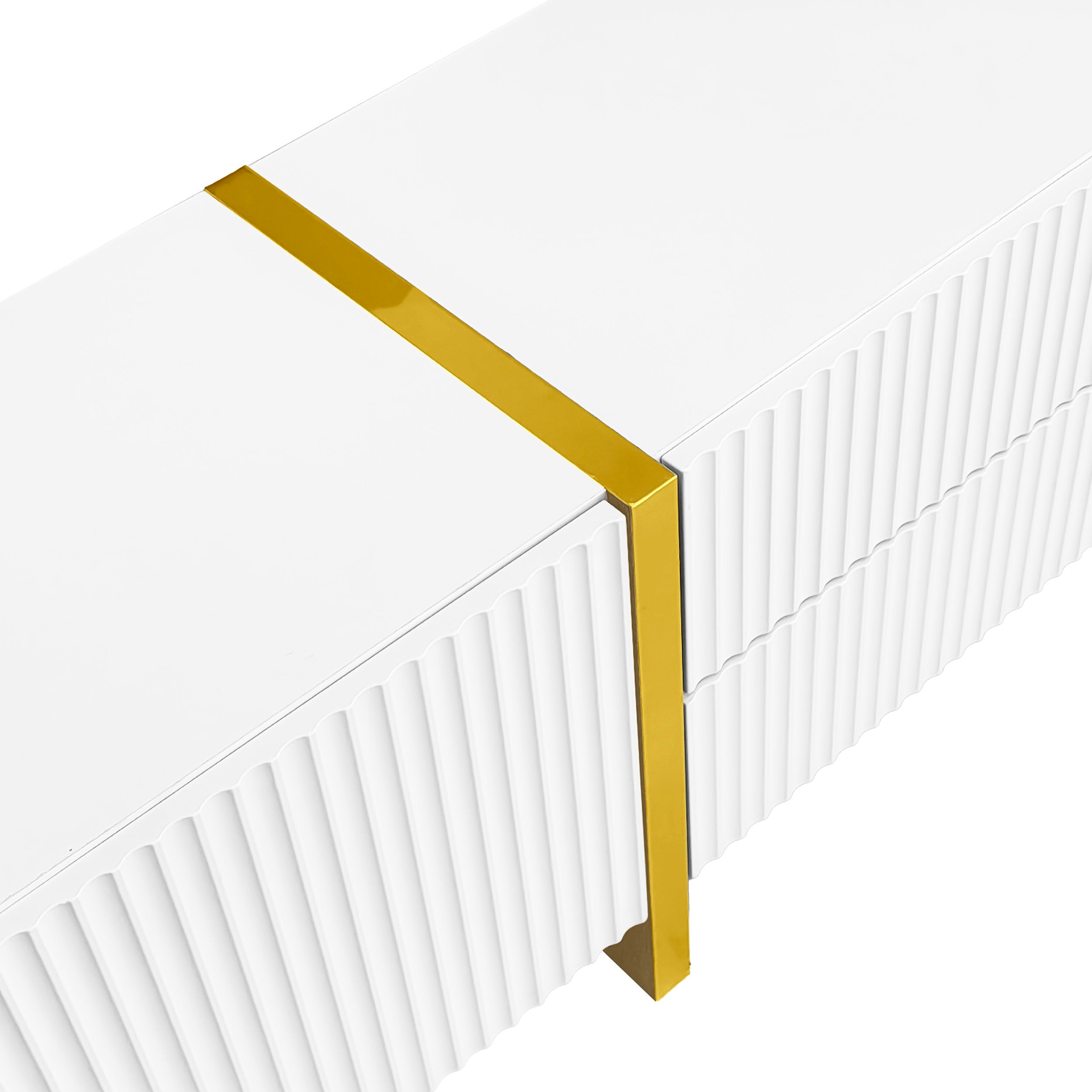 Logidon TV-meubel 190 cm wit goud houtnerf 3 deuren 2 lades