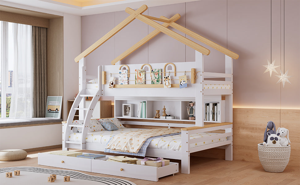 Logidon stapelbed wit naturel 90x200cm en 120x200cm twee lades