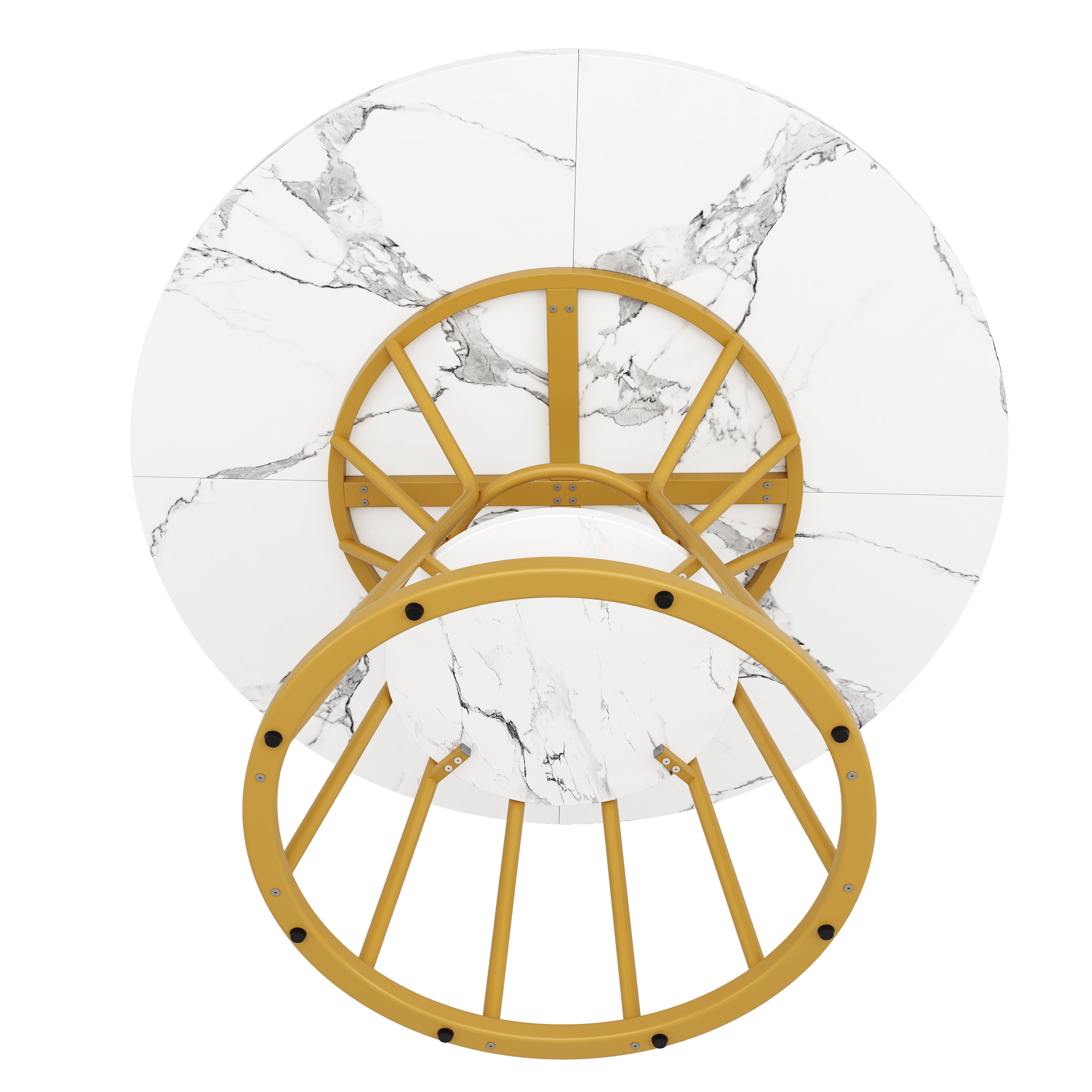 Logidon ronde eettafel 100 cm marmerpatroon gouden metalen poten