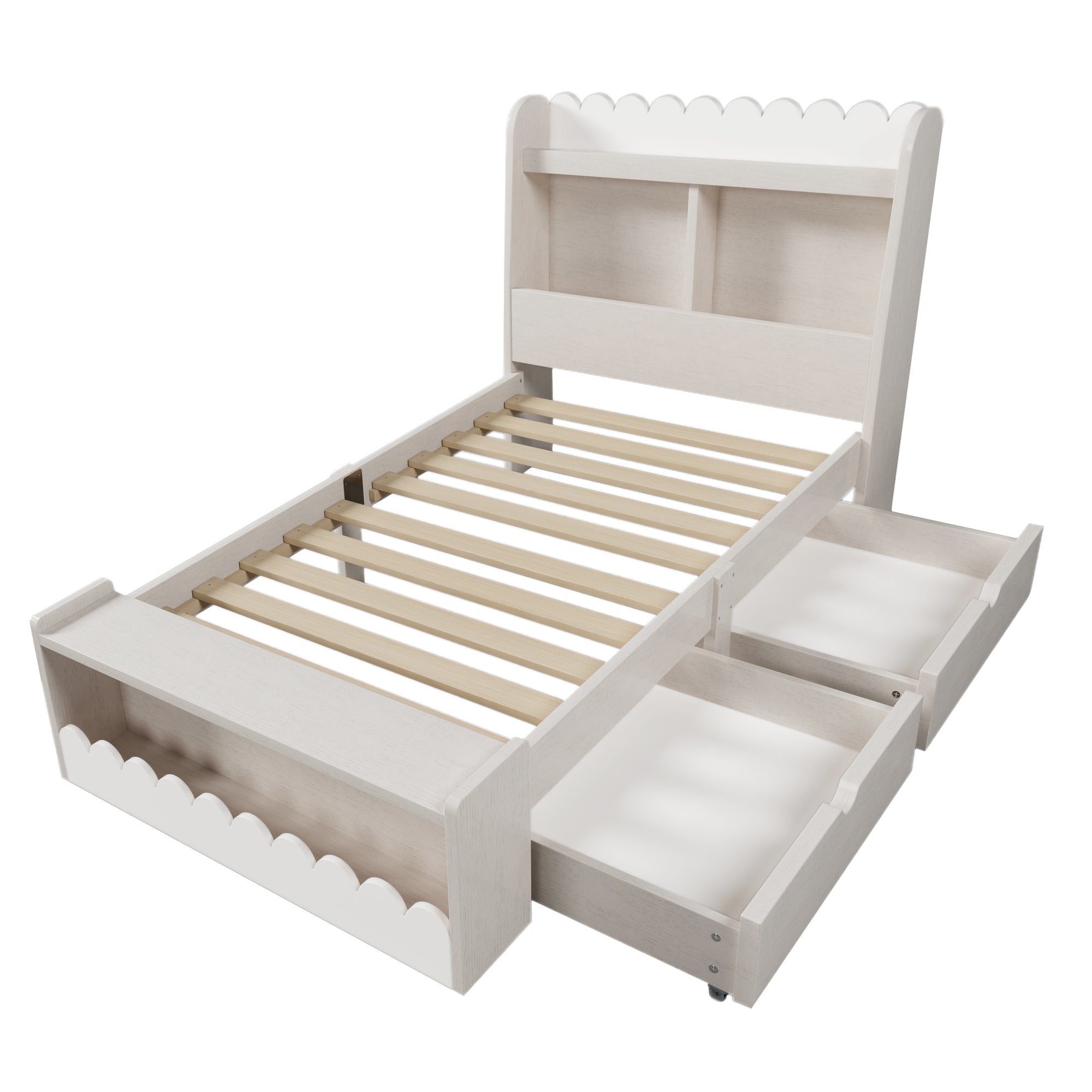 Logidon kinderbed 90x200 wit eiken opberglades