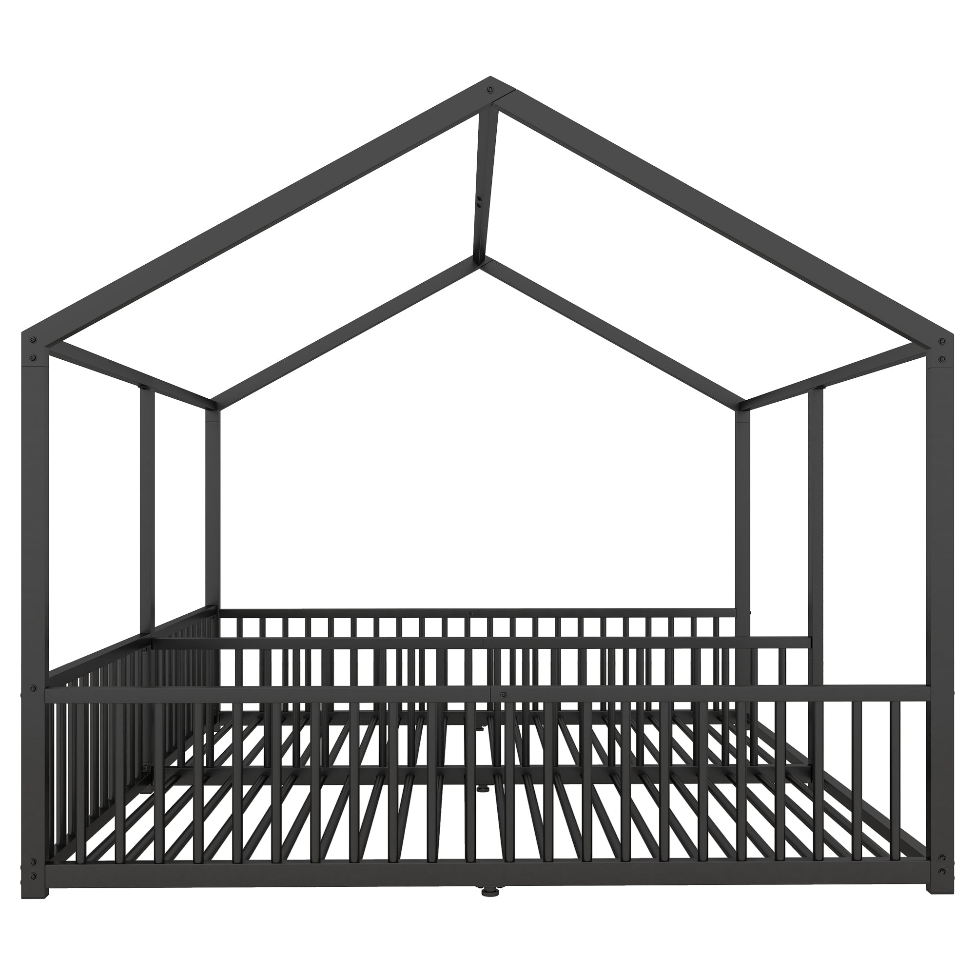 Logidon Metalen Bed Kinderbed 90x200 cm Zwart met Reling
