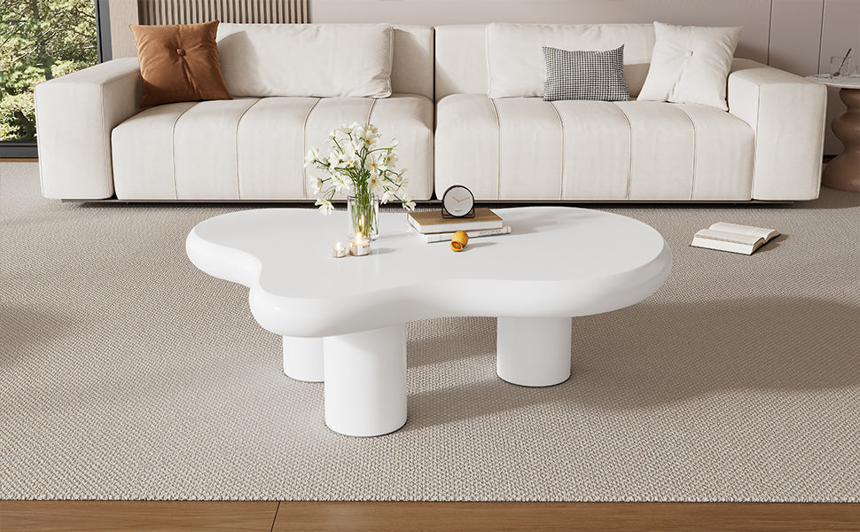 Logidon wolkvormige salontafel wit 97x67x32 cm MDF gelakt oppervlak