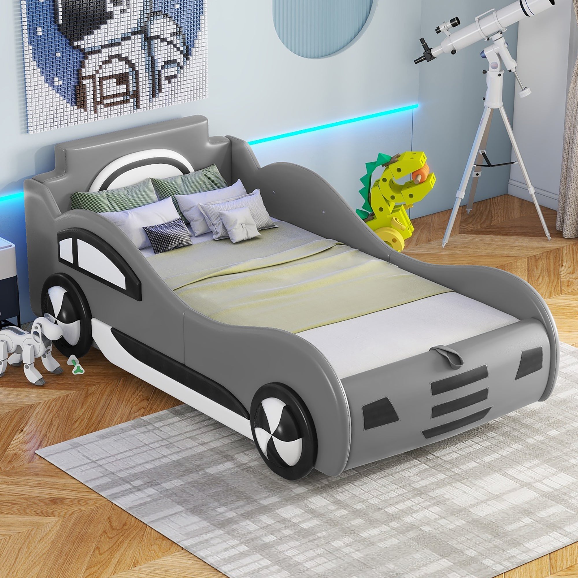 Logidon autobed 90x200 cm grijs met opbergruimte onder het bed