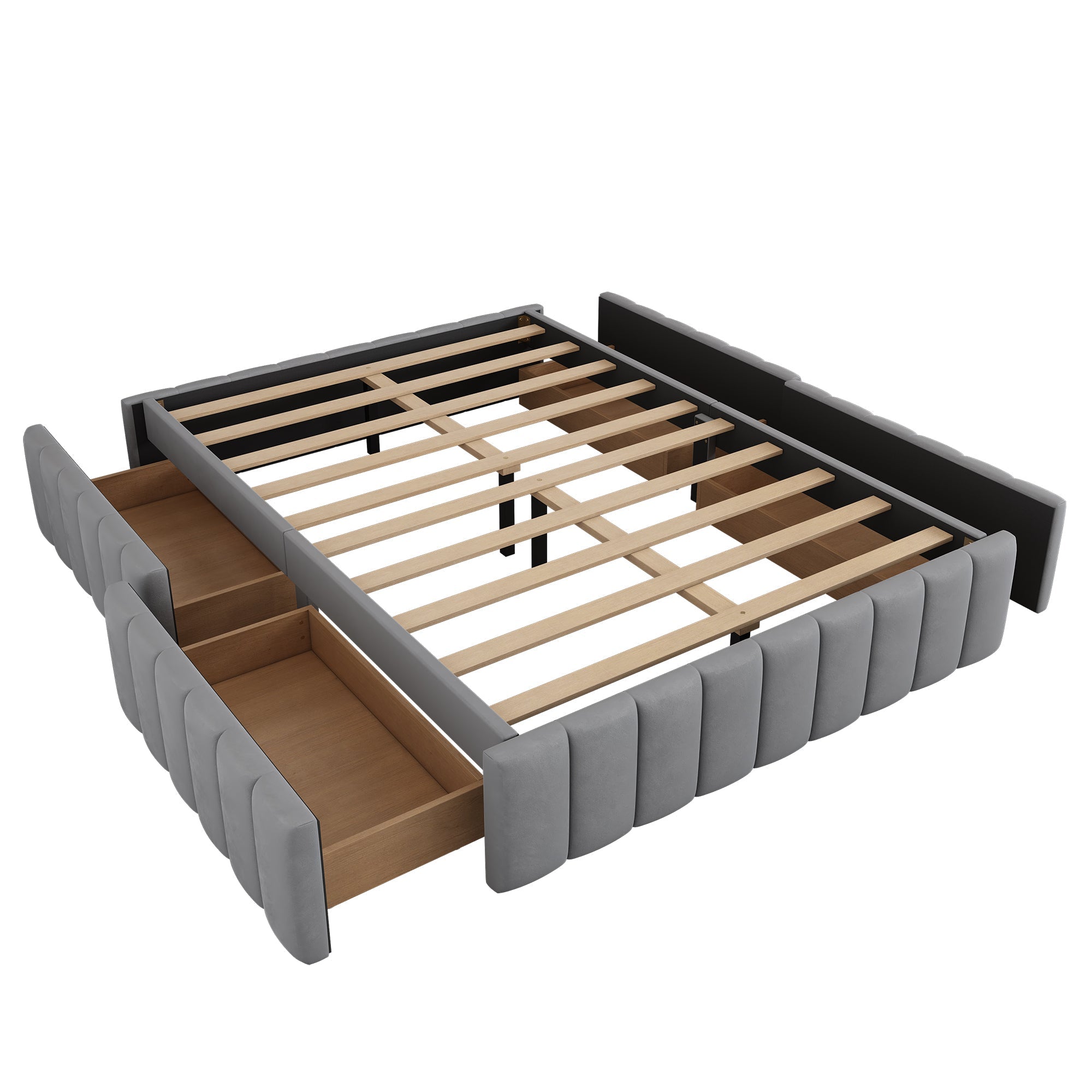 Logidon gestoffeerd bed 140 x 200 cm grijs met lattenbodem designbed