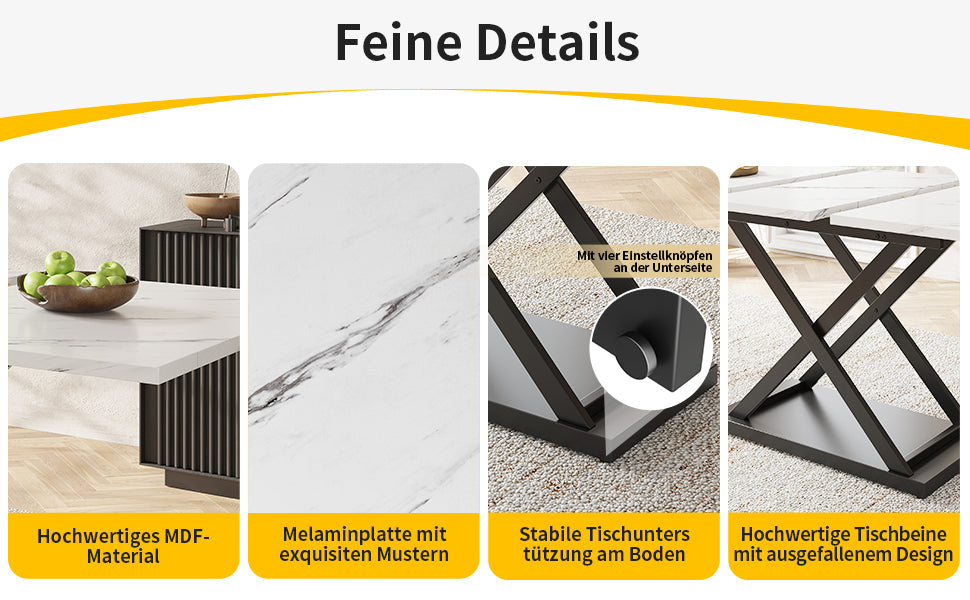 Logidon uitschuifbare eettafel 120-160 x 80 cm wit marmerlook
