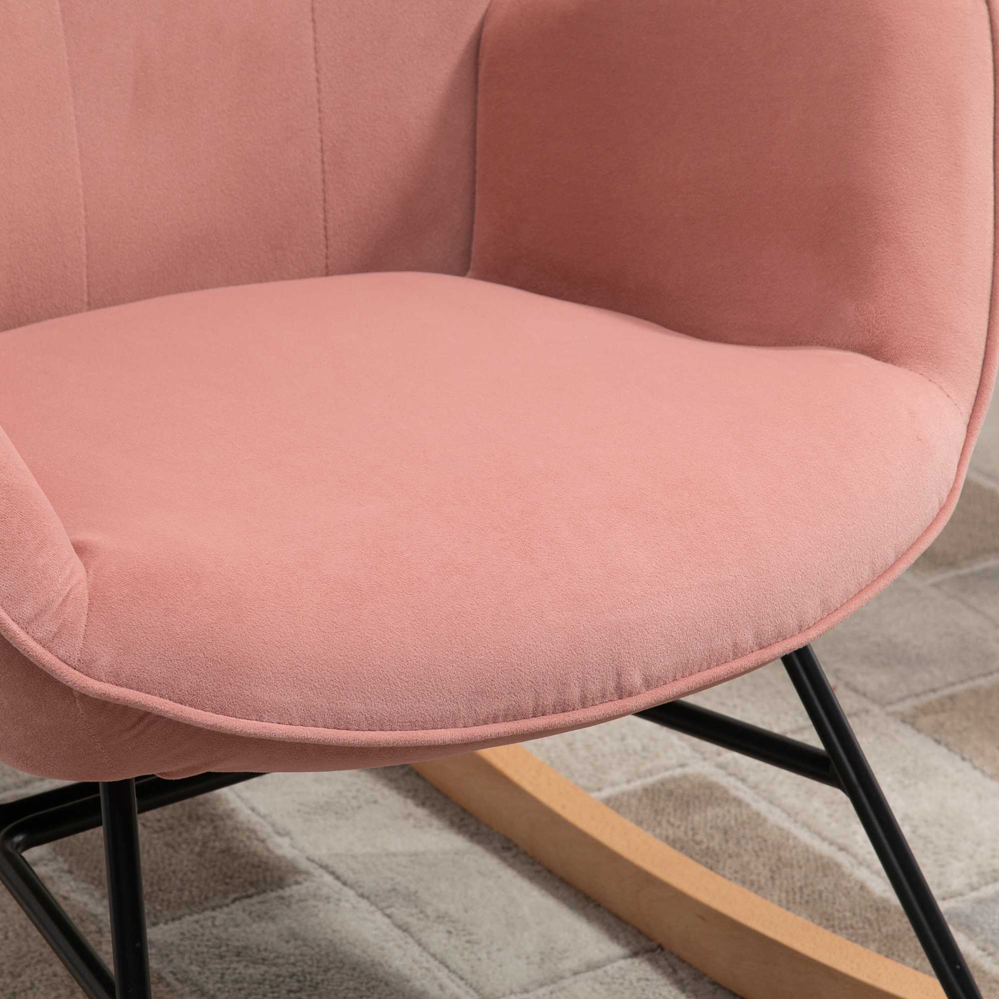 Logidon Roze Schommelstoel Met Hoge Rug En Polyester Hoes