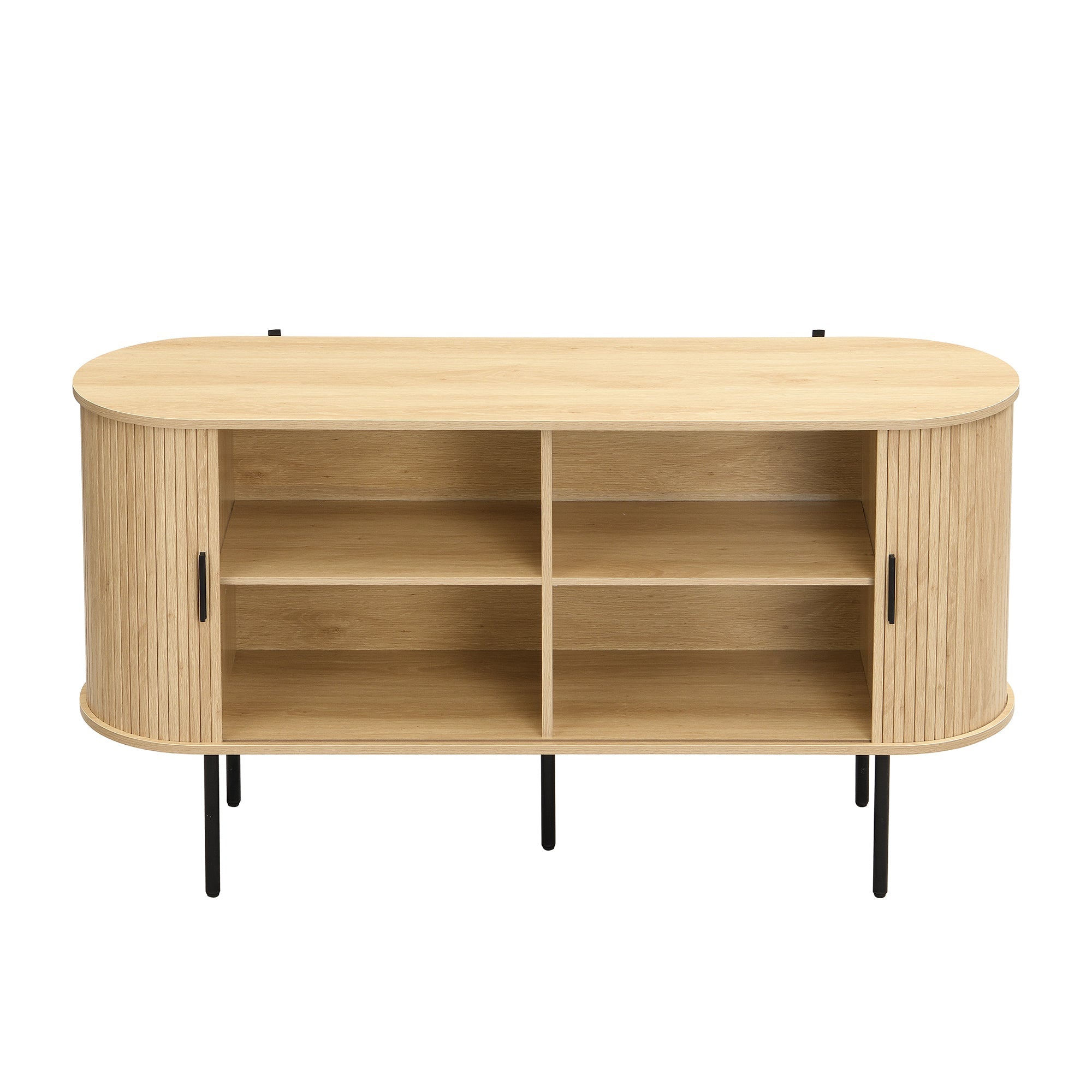 Logidon Modern MDF dressoir met rolluikdeuren en aluminium handgrepen