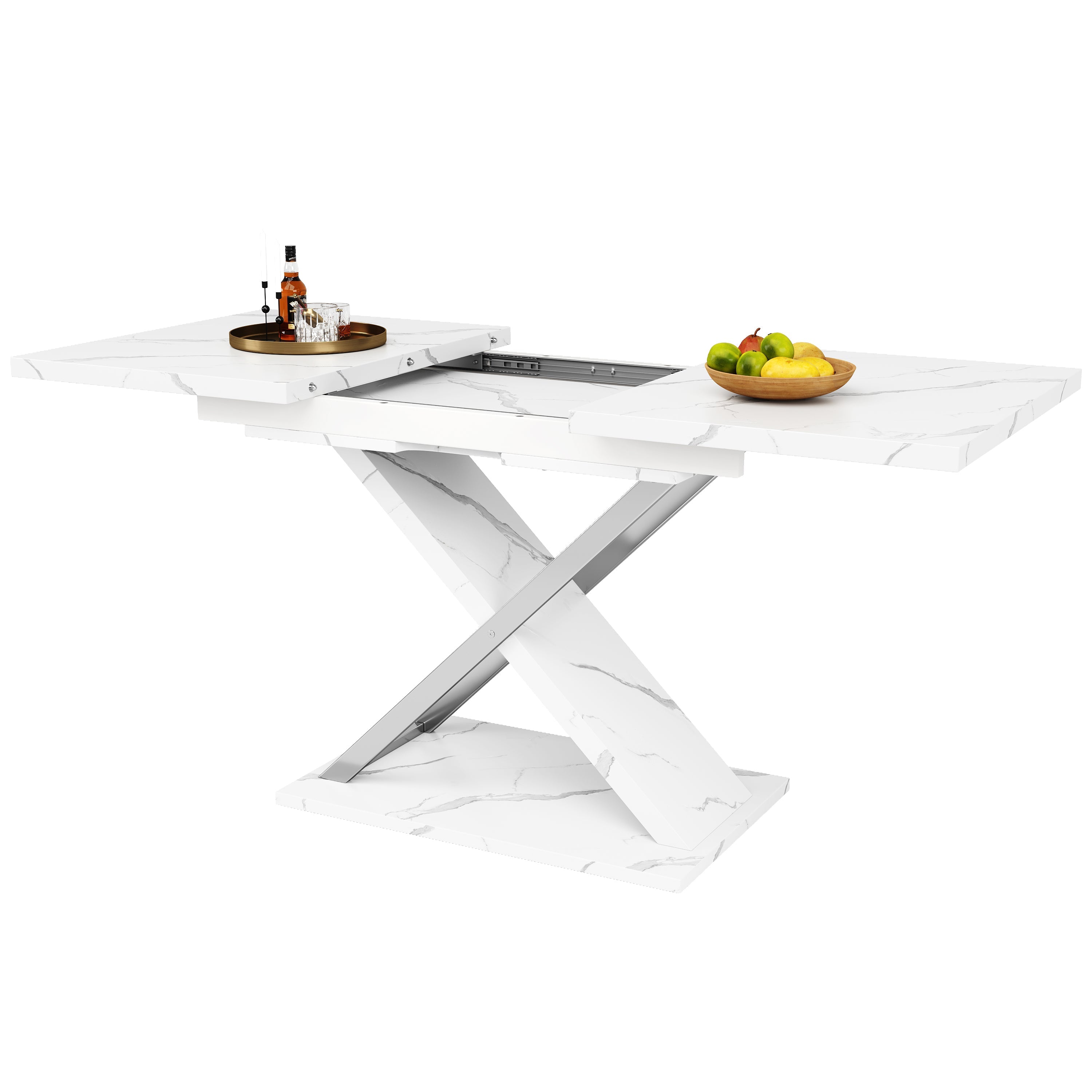 Logidon Uitschuifbare eettafel wit 118-157 cm met gekruiste poten