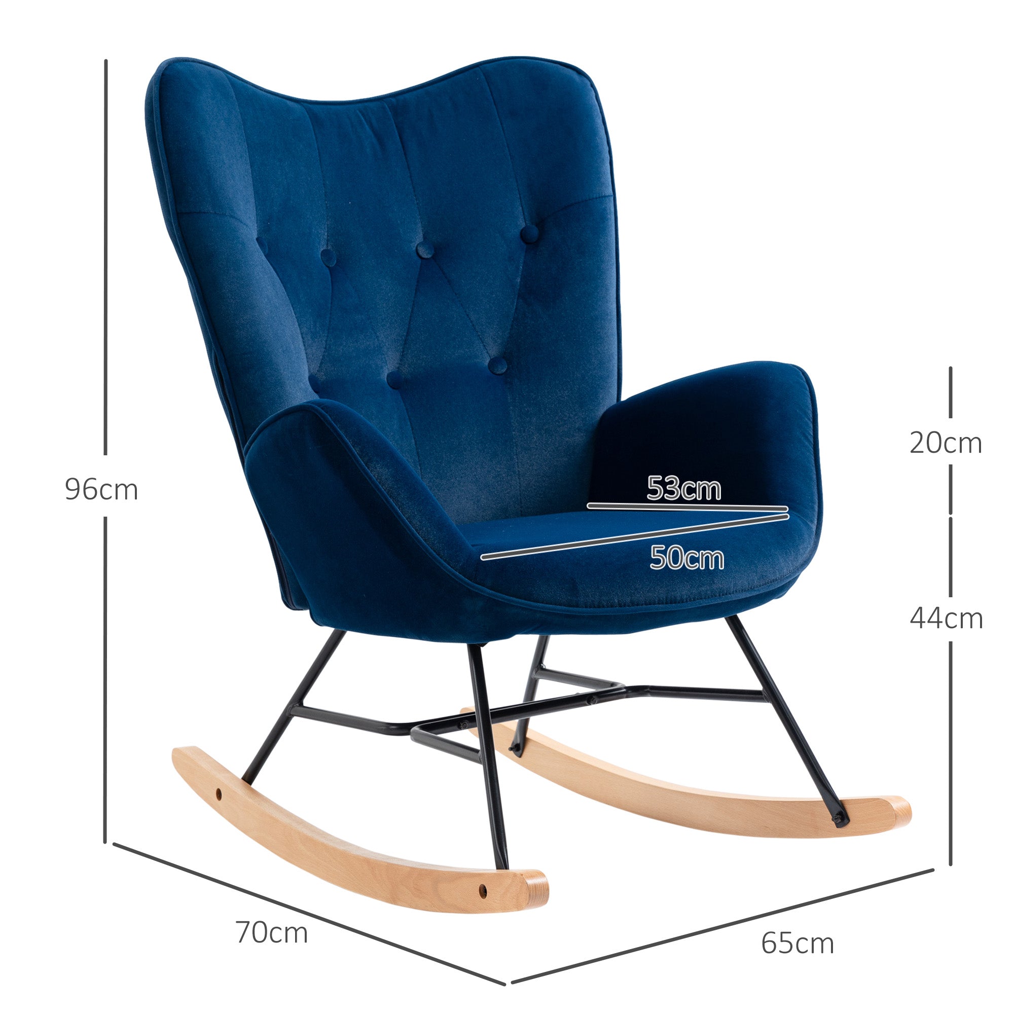 Logidon Schommelstoel met Oren Blauw Fluweel Heerlijk zitcomfort