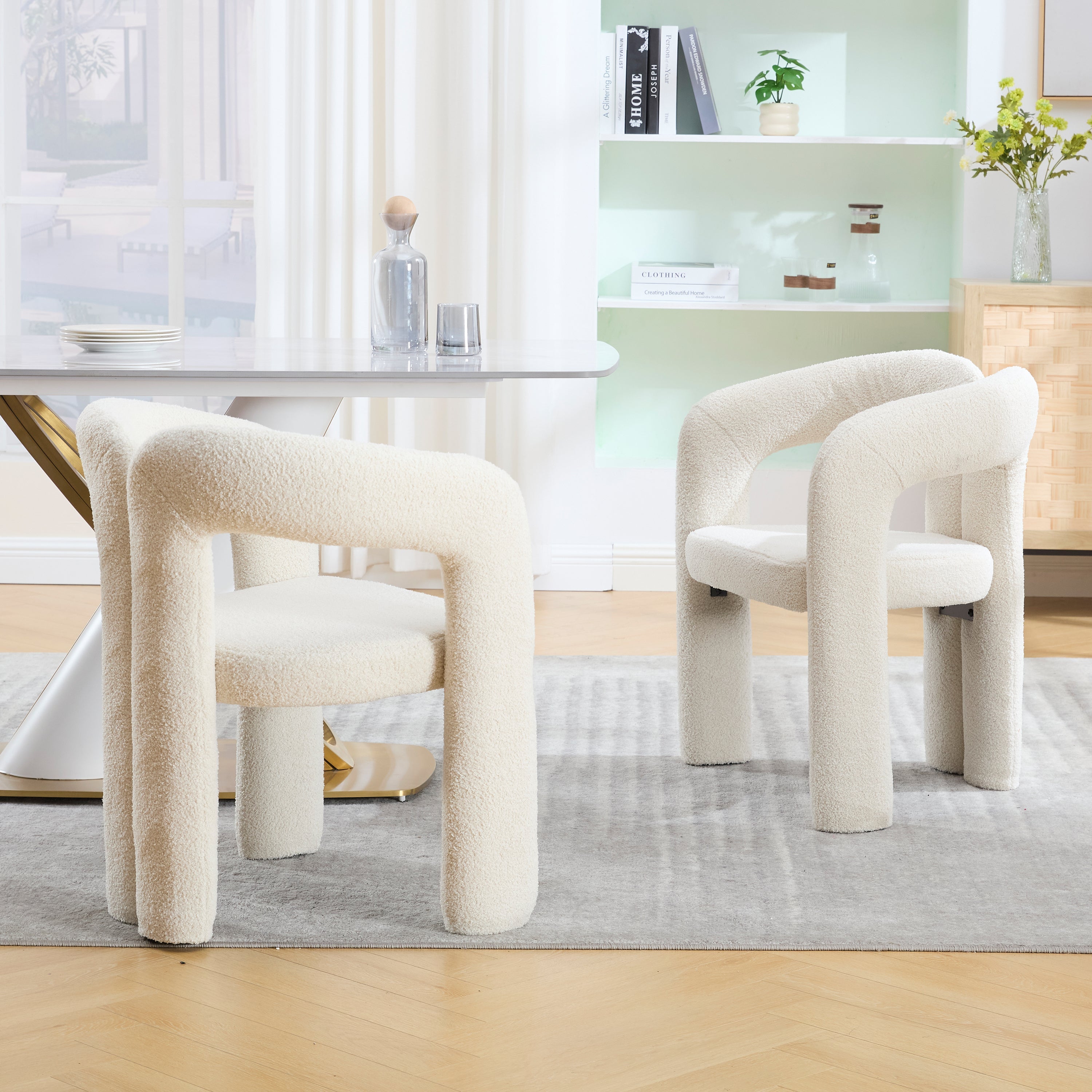 Logidon Premium Ergonomische Fauteuil Teddy Fluweel Beige Set 2