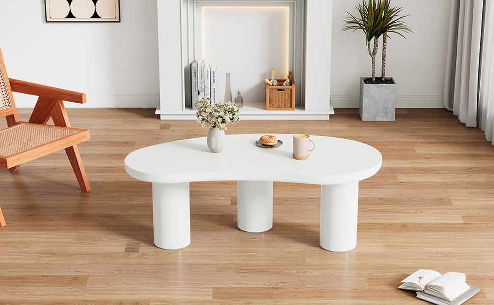 Logidon Witte halve maan salontafel 107x57x40,5 cm MDF en PVC