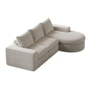 Logidon Modulair Chenille Sofa 3-zits Hoekbank Ligstoel Beige
