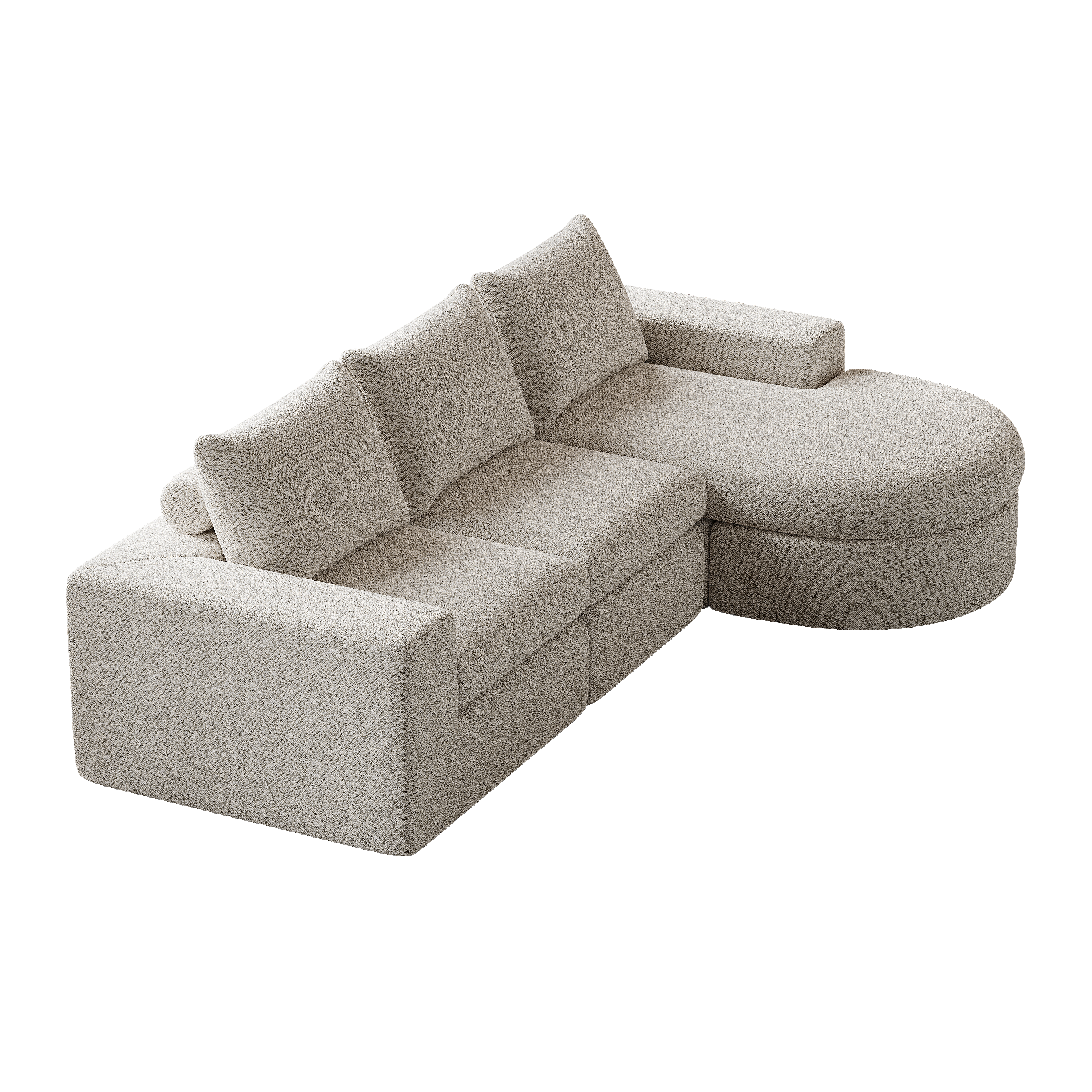 Logidon Modulair Chenille Sofa 3-zits Hoekbank Ligstoel Beige