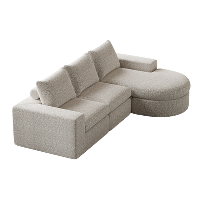 Logidon Modulair Chenille Sofa 3-zits Hoekbank Ligstoel Beige