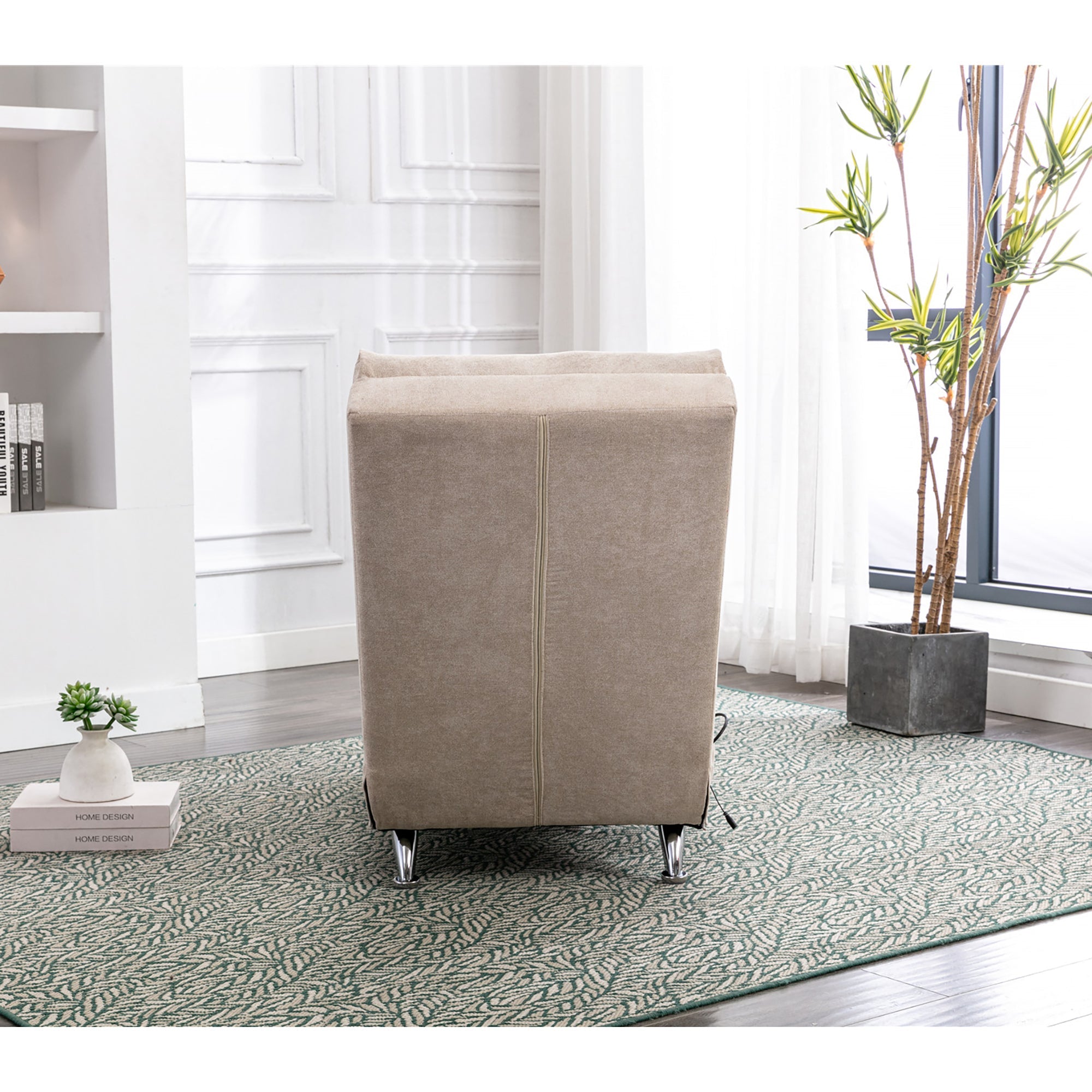 Logidon Linnen Massage Chaise Longue Beige met Afstandsbediening