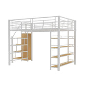 Logidon hoogslaper 140x200 met veiligheidstrap, opbergruimte, wit
