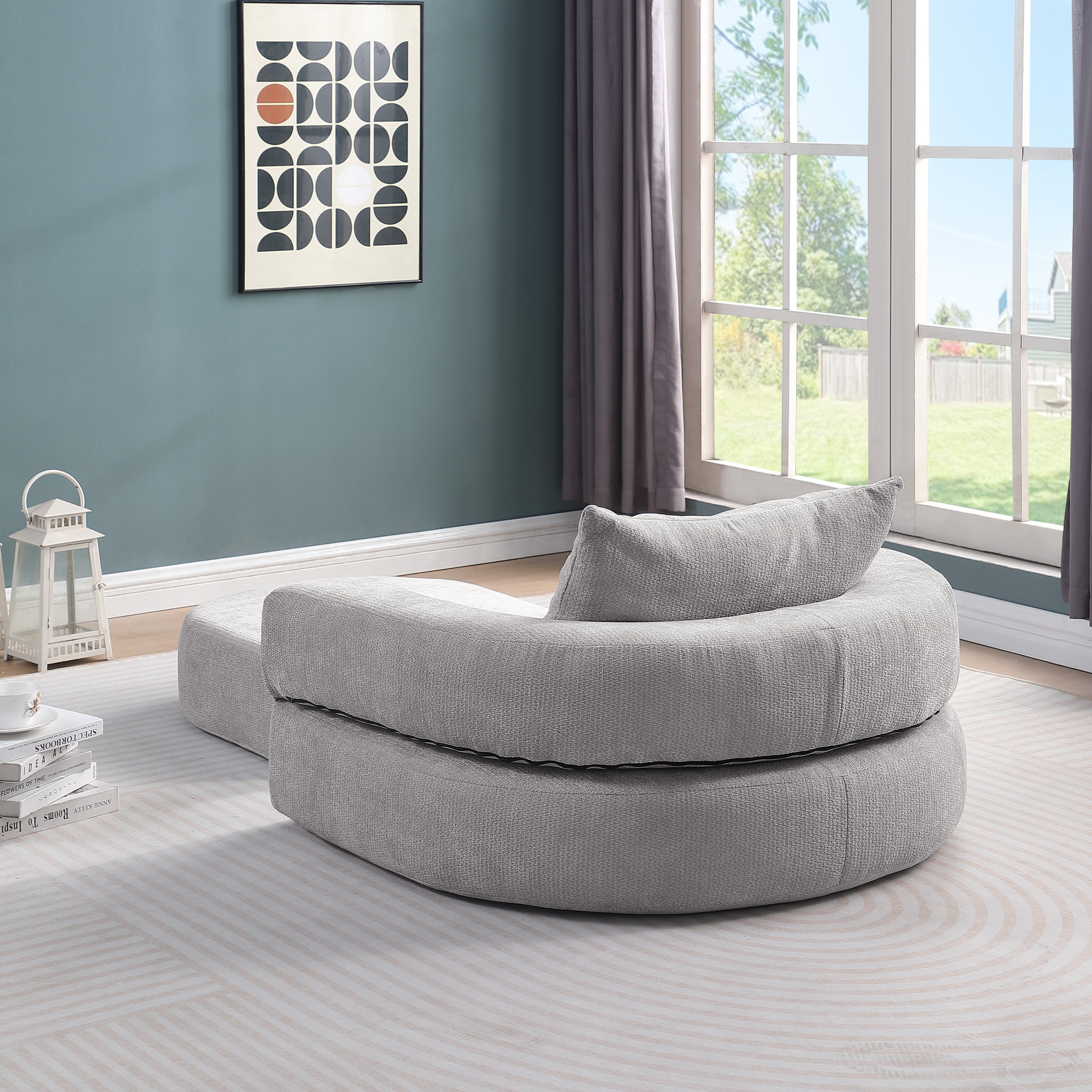 Logidon gecomprimeerde slaapbank futon grijs fluweel met kussen