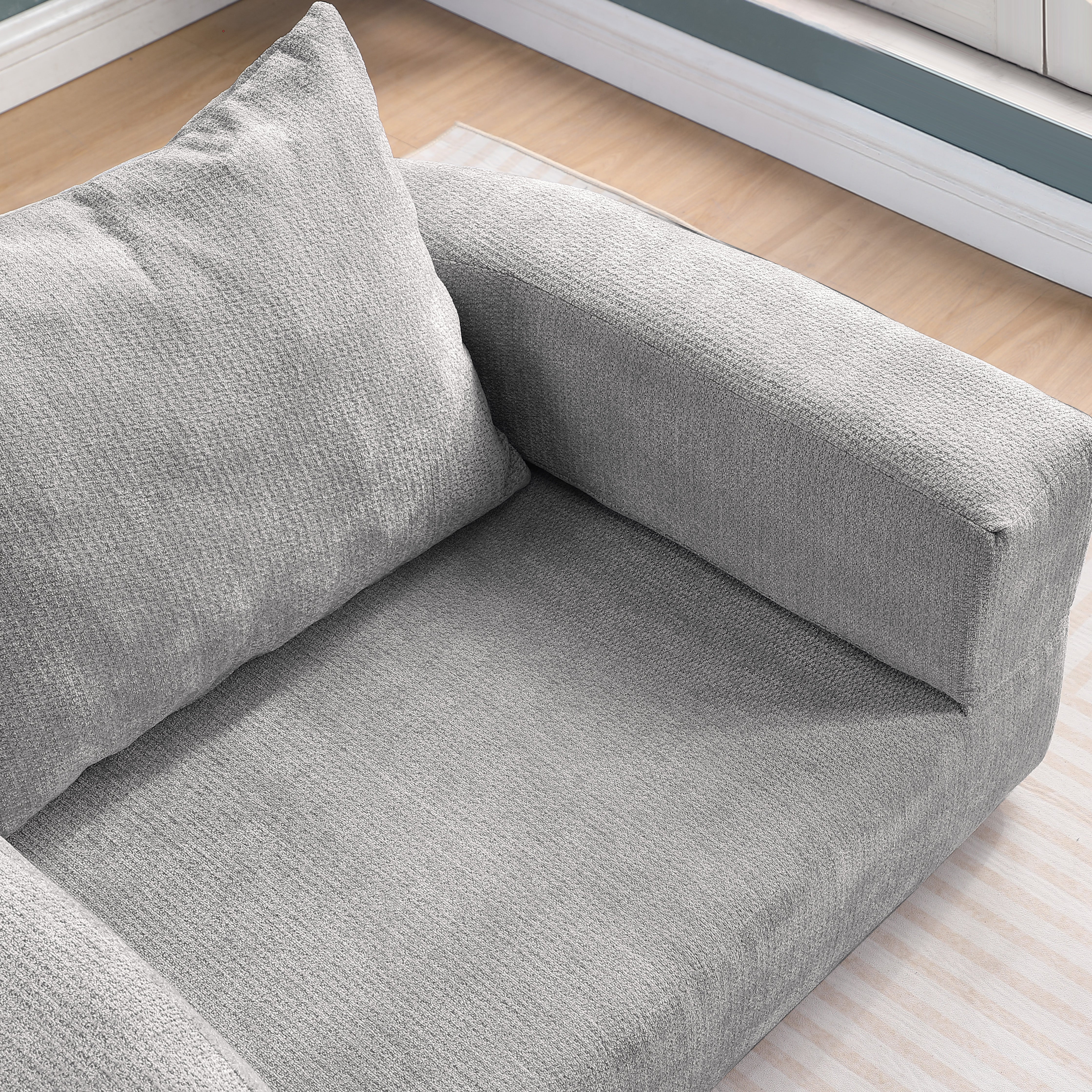 Logidon gecomprimeerde slaapbank futon grijs fluweel met kussen