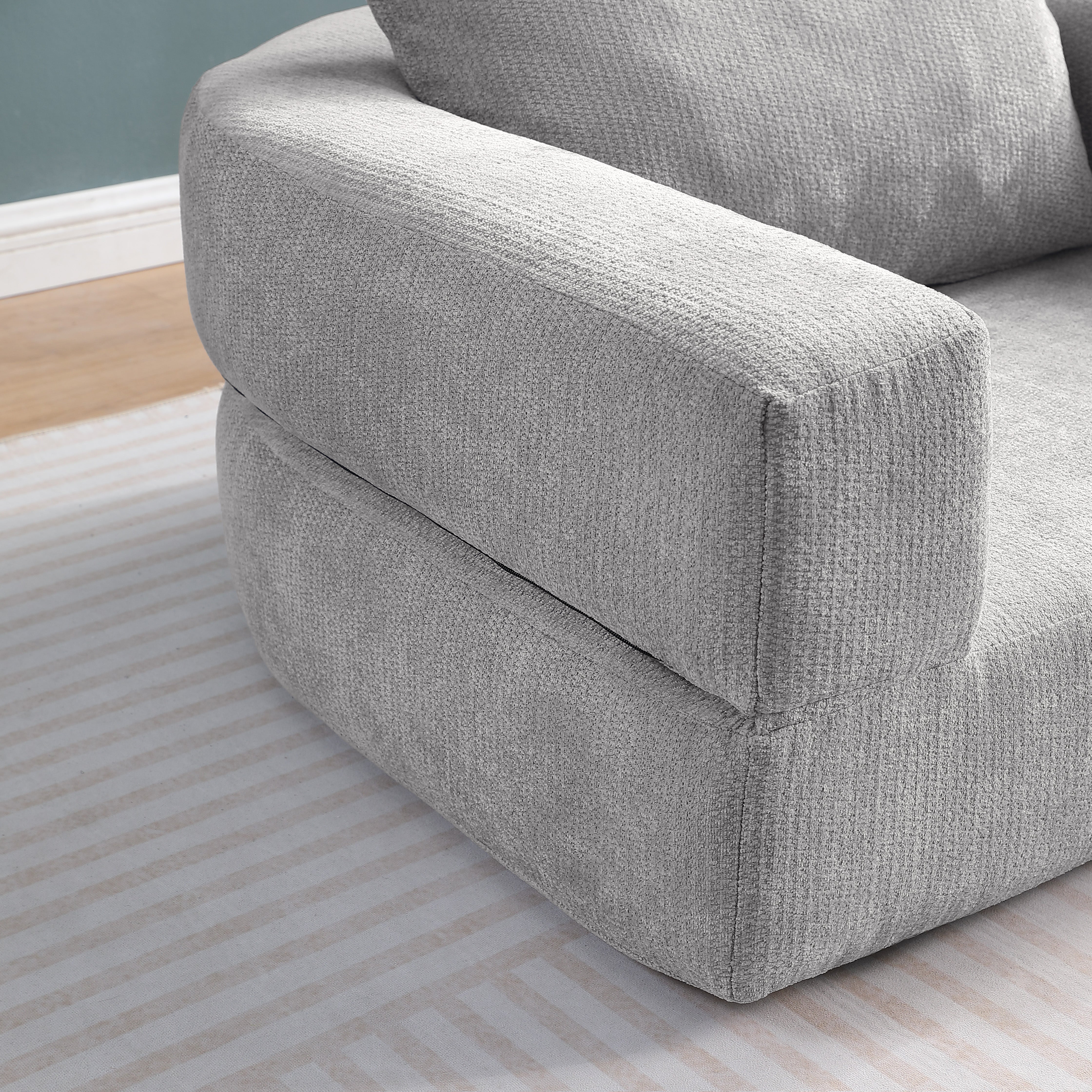 Logidon gecomprimeerde slaapbank futon grijs fluweel met kussen