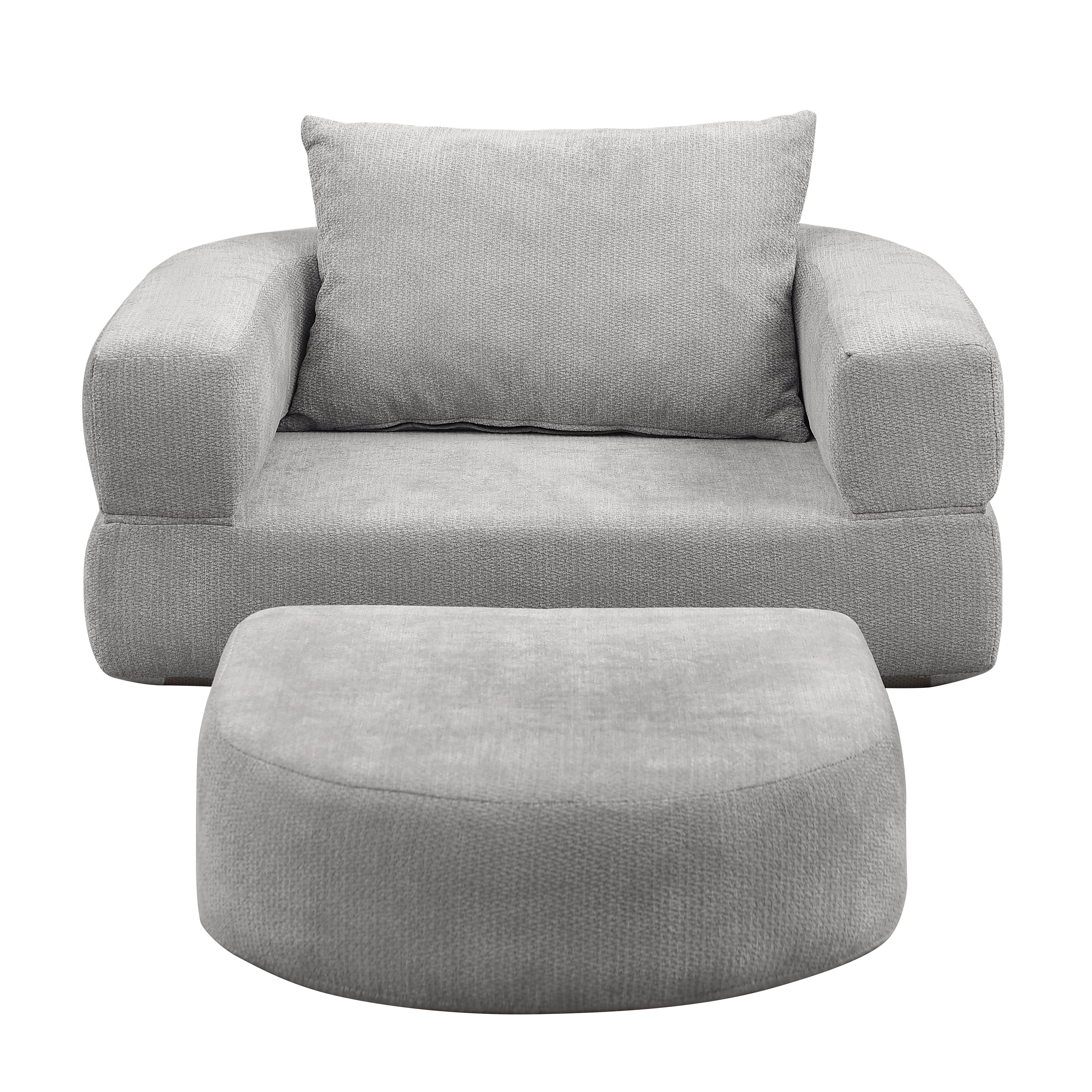 Logidon gecomprimeerde slaapbank futon grijs fluweel met kussen