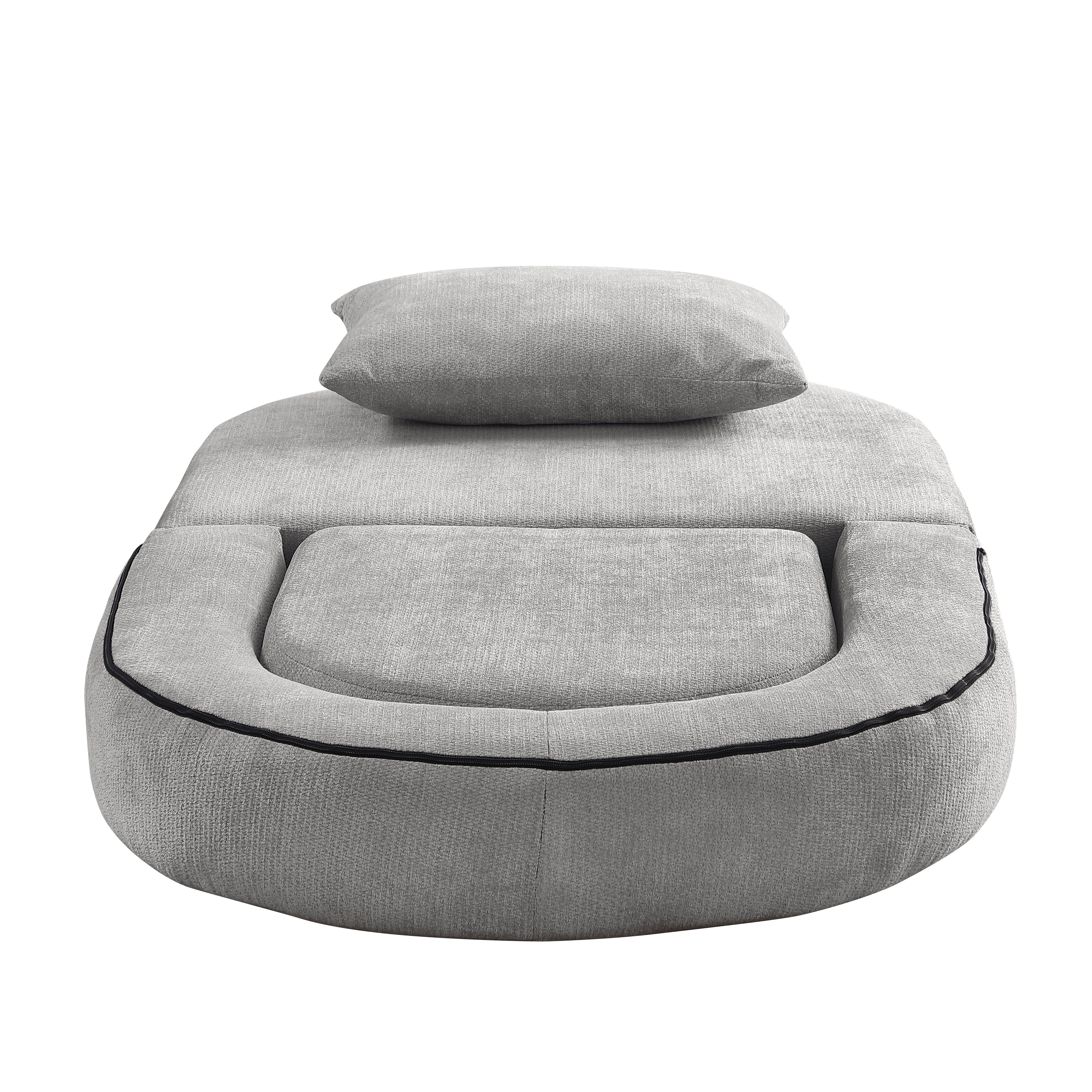 Logidon gecomprimeerde slaapbank futon grijs fluweel met kussen