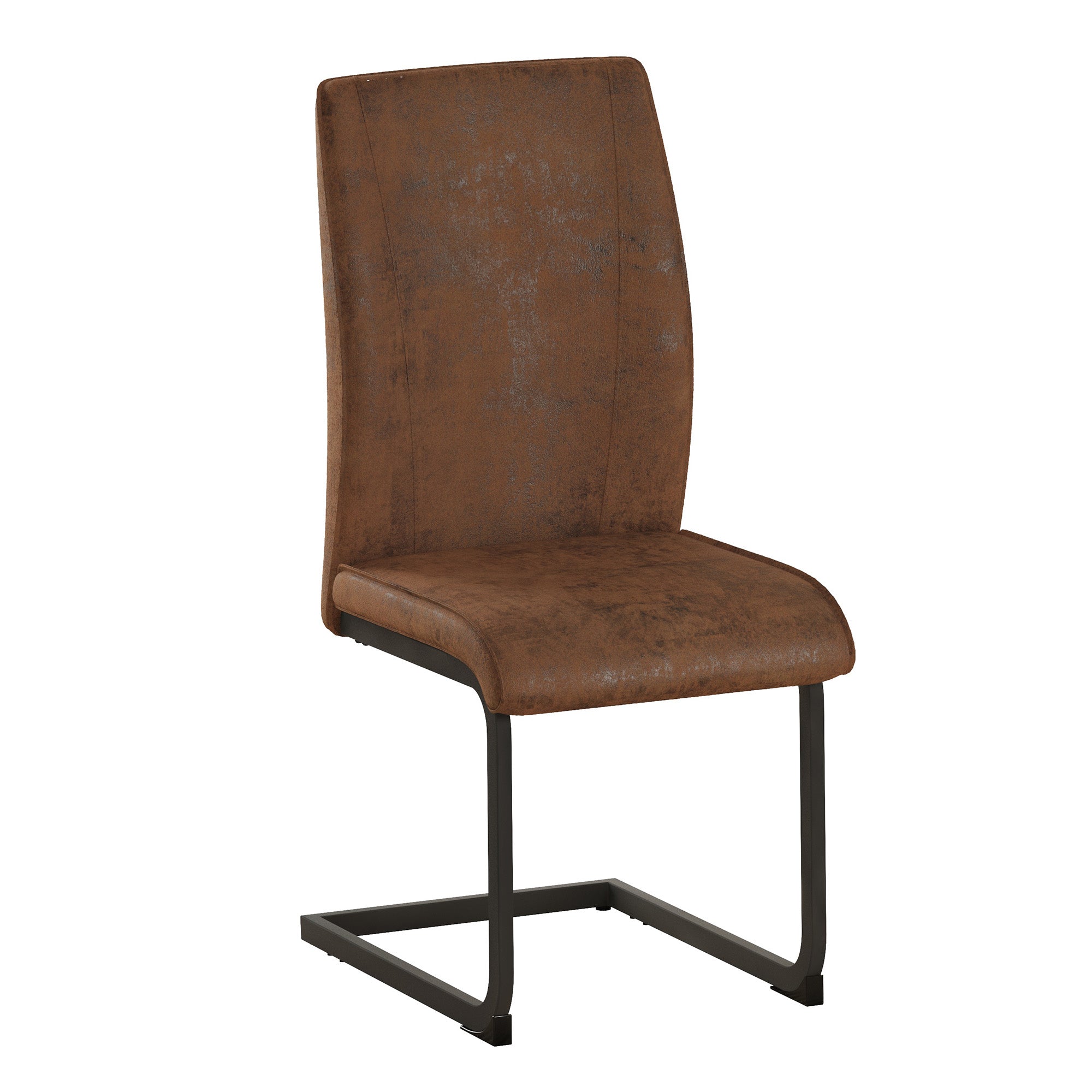 Logidon set van 2 bruine, ergonomische eetkamerstoelen met metalen frame