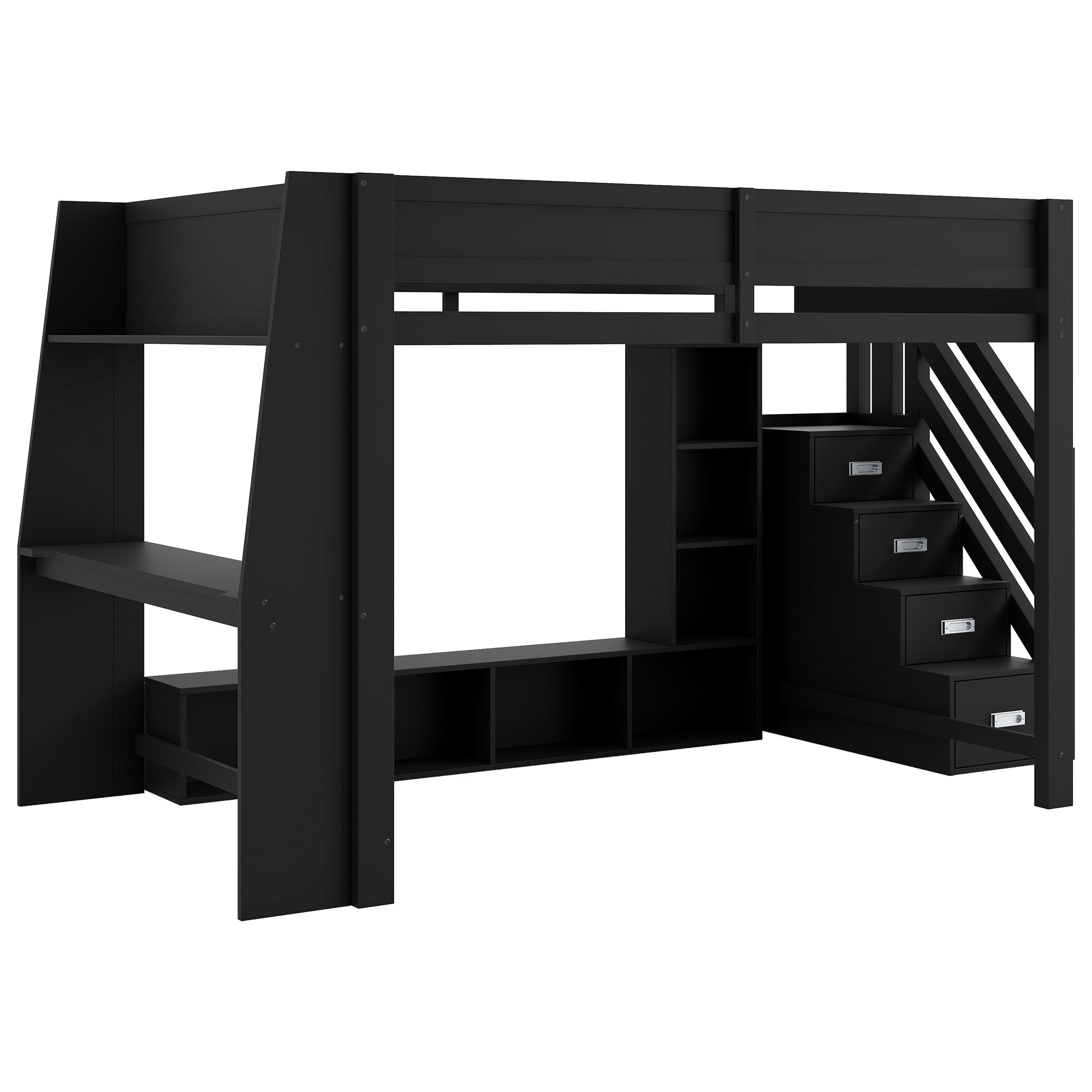 Logidon 140x200 hoogslaper met bureautrap LED zwart