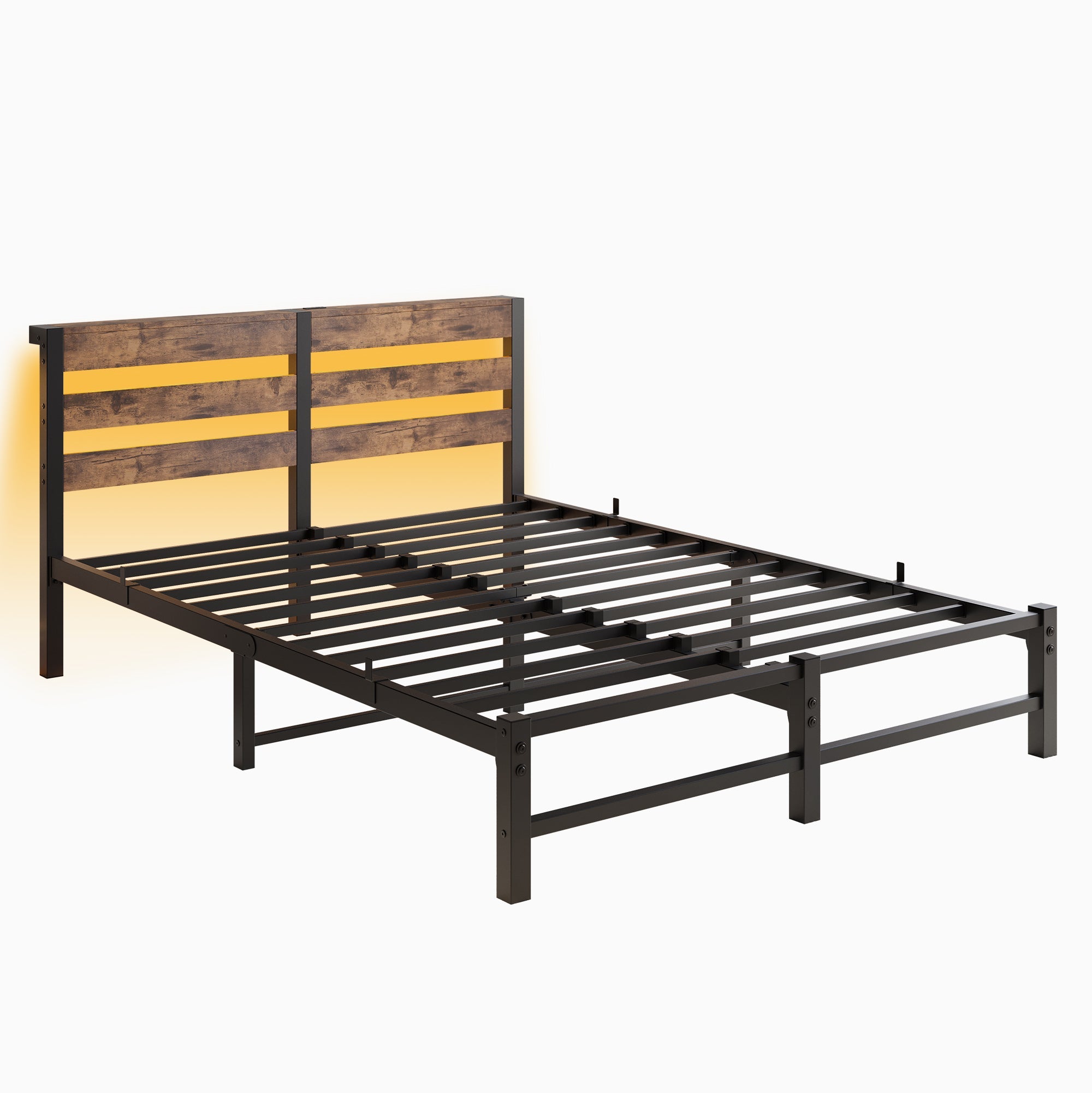 Logidon metalen bedframe 140x200 zwarte LED-verlichting
