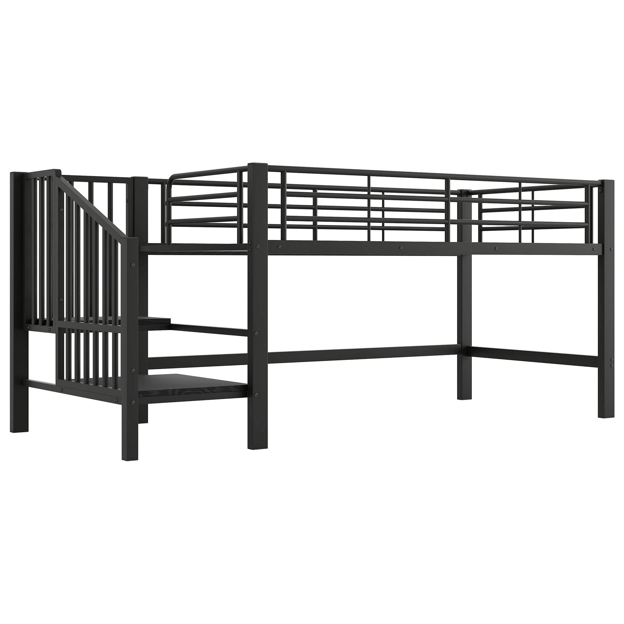 Logidon halfhoge hoogslaper 90 x 200 met opbergtrap zwart