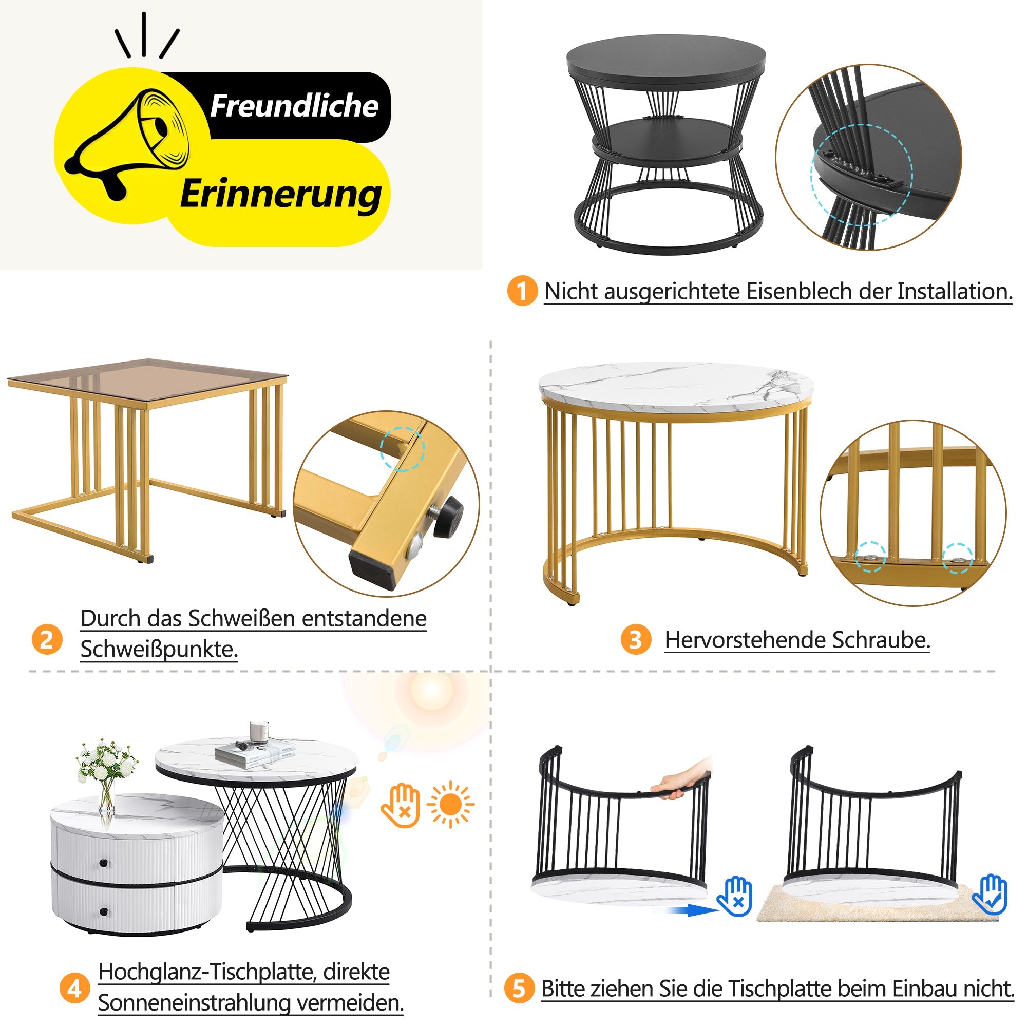 Logidon Elegant Nest salontafelset wit, 2-delig, 60x60/50x50