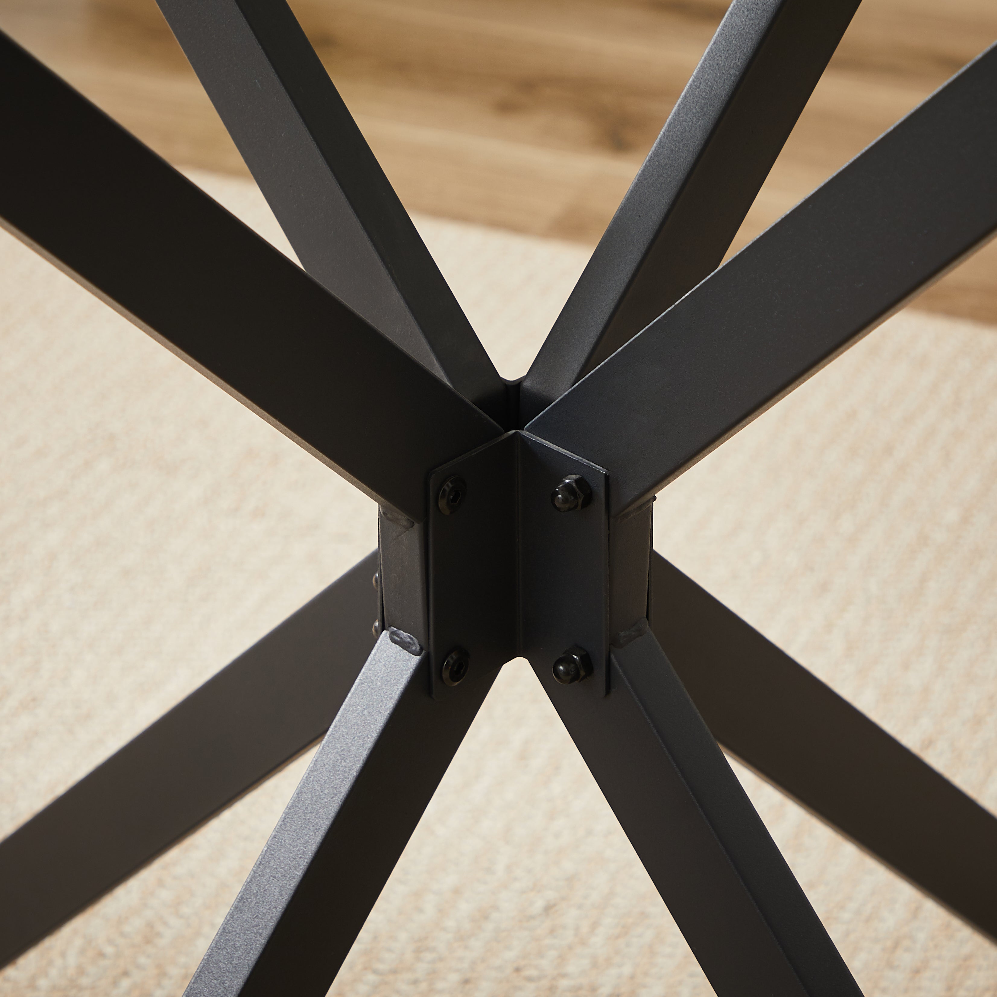 Logidon ronde glazen tafel 90 cm stabiel metalen onderstel zwart