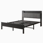 Logidon 140x200 cm bedframe zwart met LED-verlichting en USB