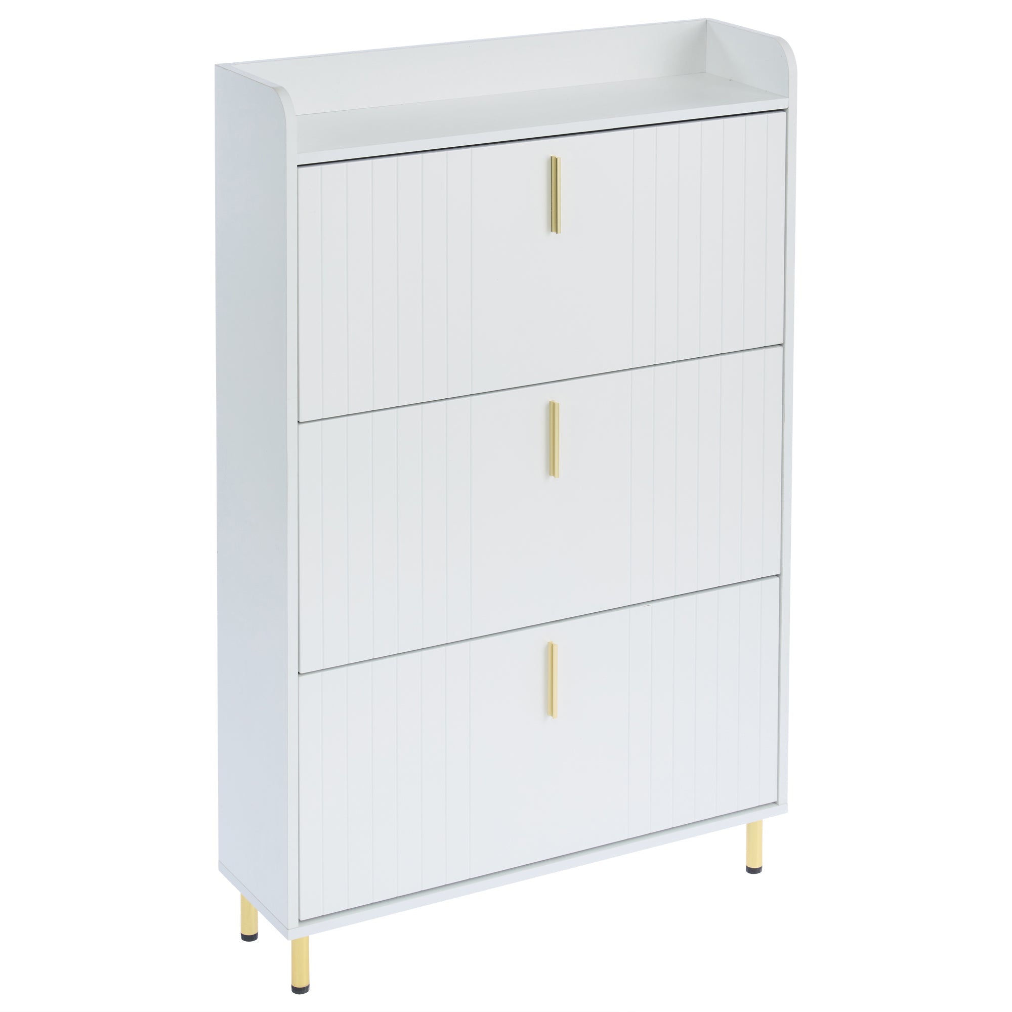 Logidon schoenenkast wit 3 kleppen, 6 vakken, 80x23x123 cm