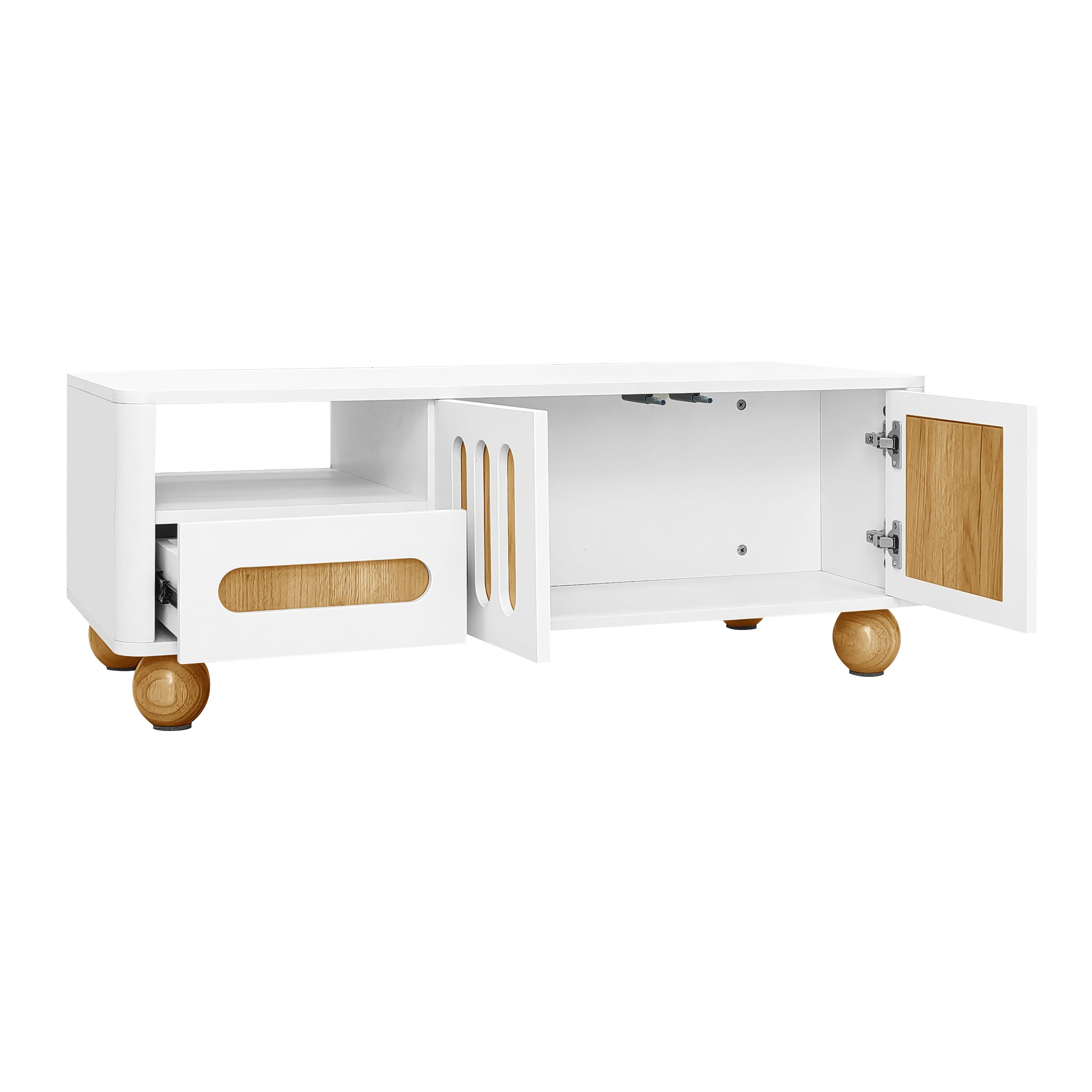 Logidon Moderne Salontafel 105x50x40 Cm Wit Houtlook LED Verlichting